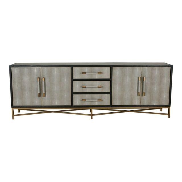 Mako Large Black Oak Sideboard with Antique Gold Finish