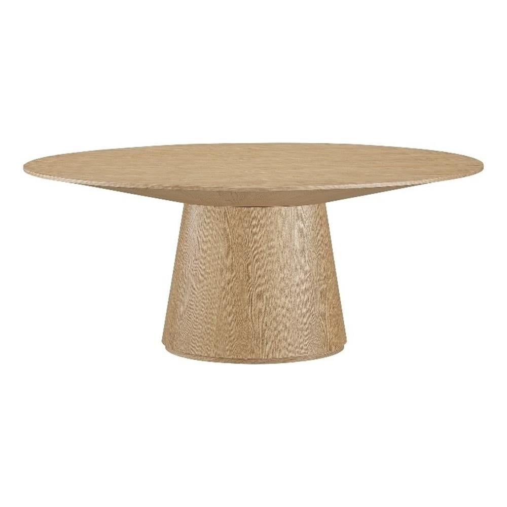 Natural Oak Round Dining Table with Flared Base