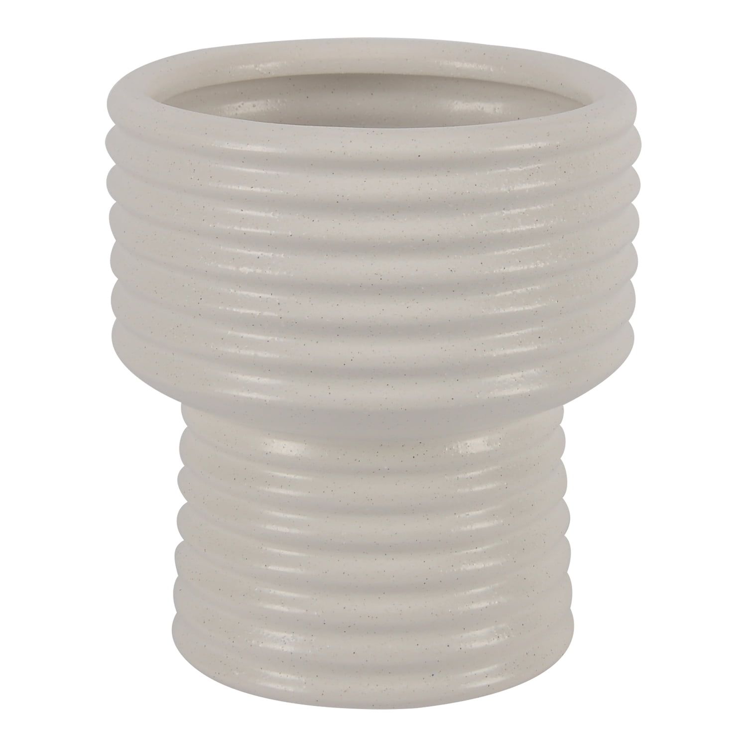 White Ceramic Rippled Stoneware Table Vase