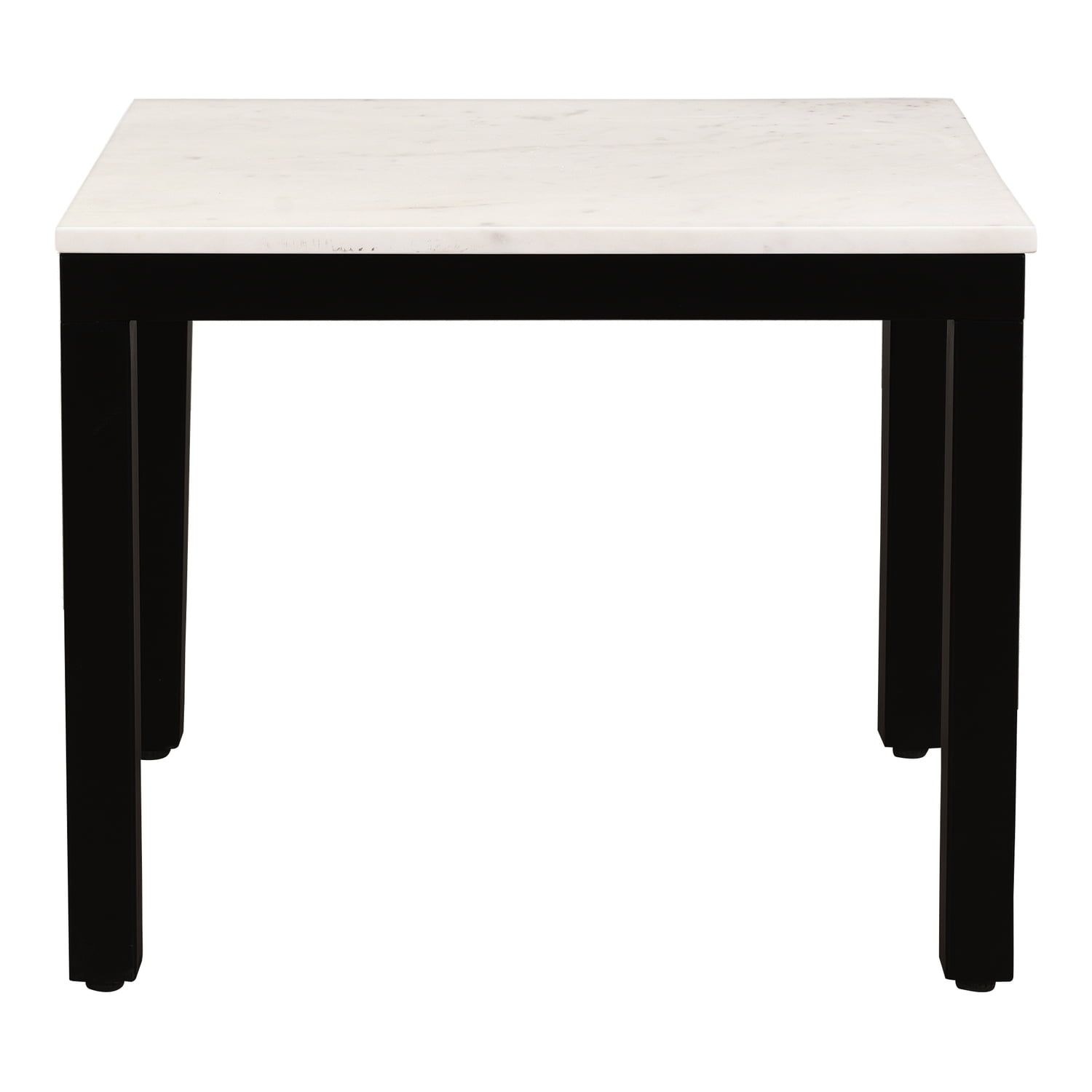 Parson White Marble and Black Iron Rectangular Side Table