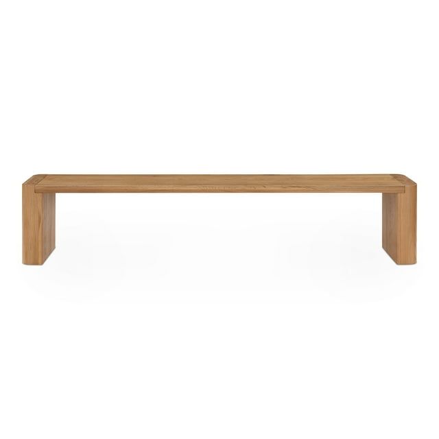 Large Natural Solid Wood Dining Bench with Rounded Posts