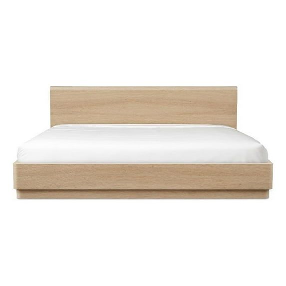 Soft Grain Oak King Bed with Rounded Corners and Headboard