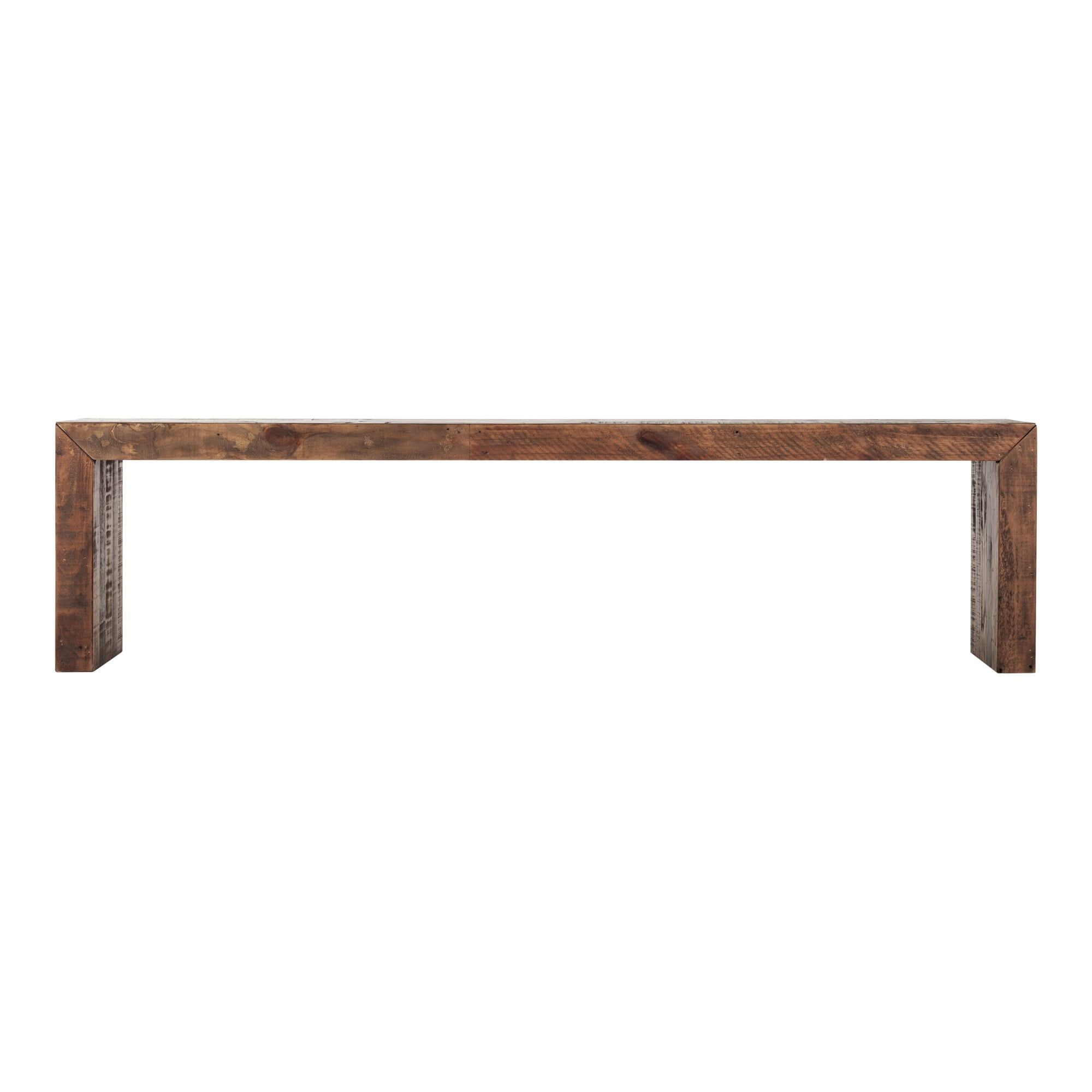 Large Light Brown Recycled Pine Wood Dining Bench