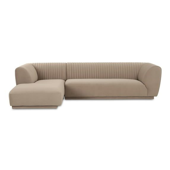Beige Velvet Two-Piece Sectional Sofa with Plywood Frame