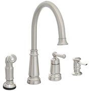 Spot Resist Stainless Steel High Arc Kitchen Faucet with Side Sprayer and Soap Dispenser