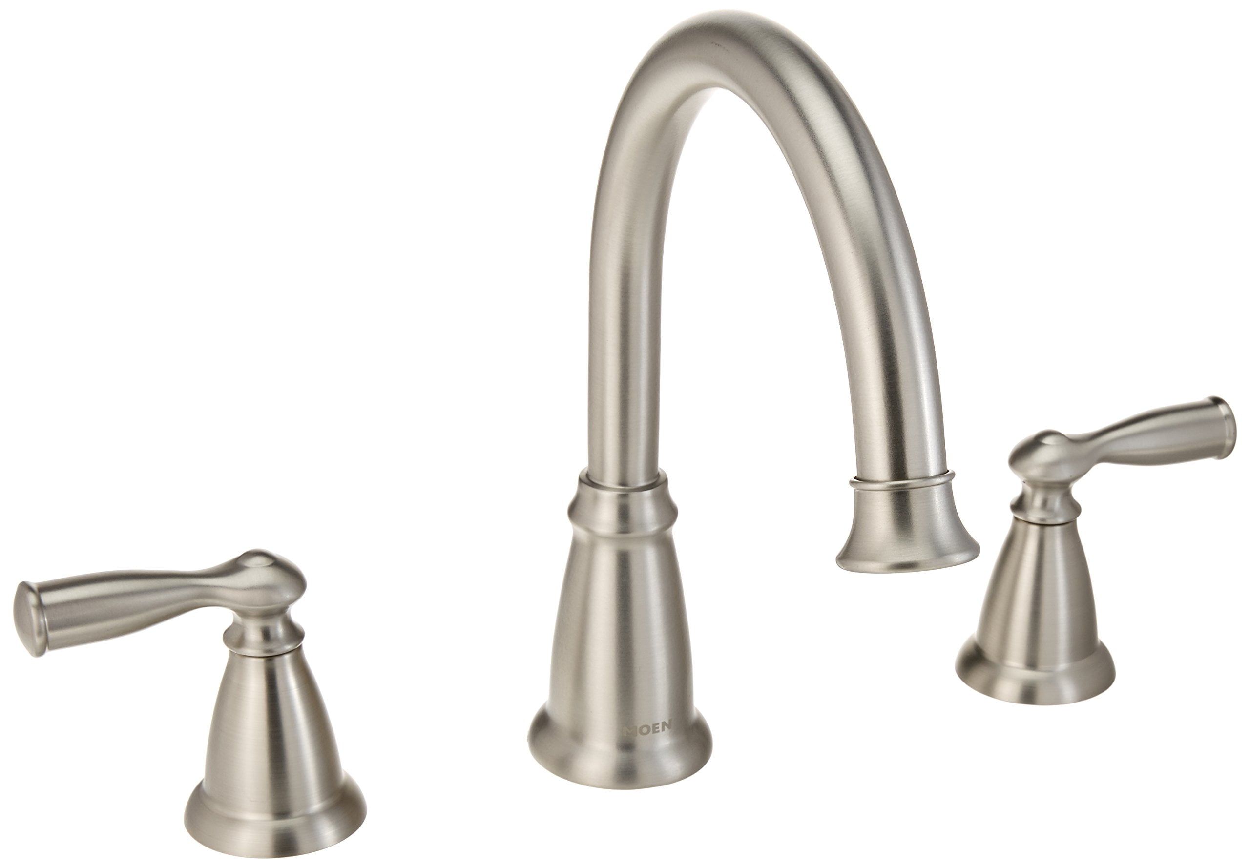 Elegant Dual-Handle Brushed Nickel Roman Tub Faucet