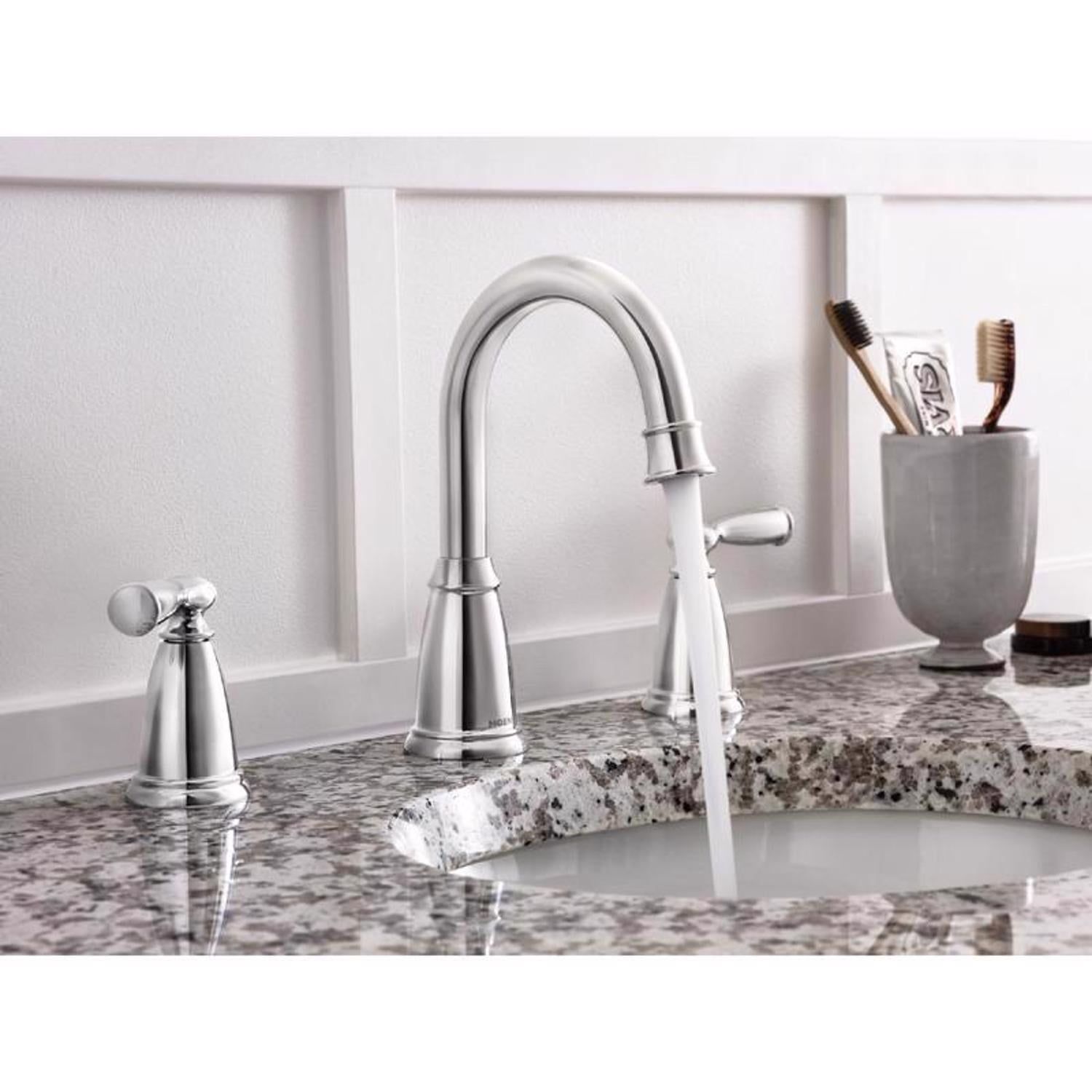 Polished Chrome Double Handle Widespread Bathroom Faucet