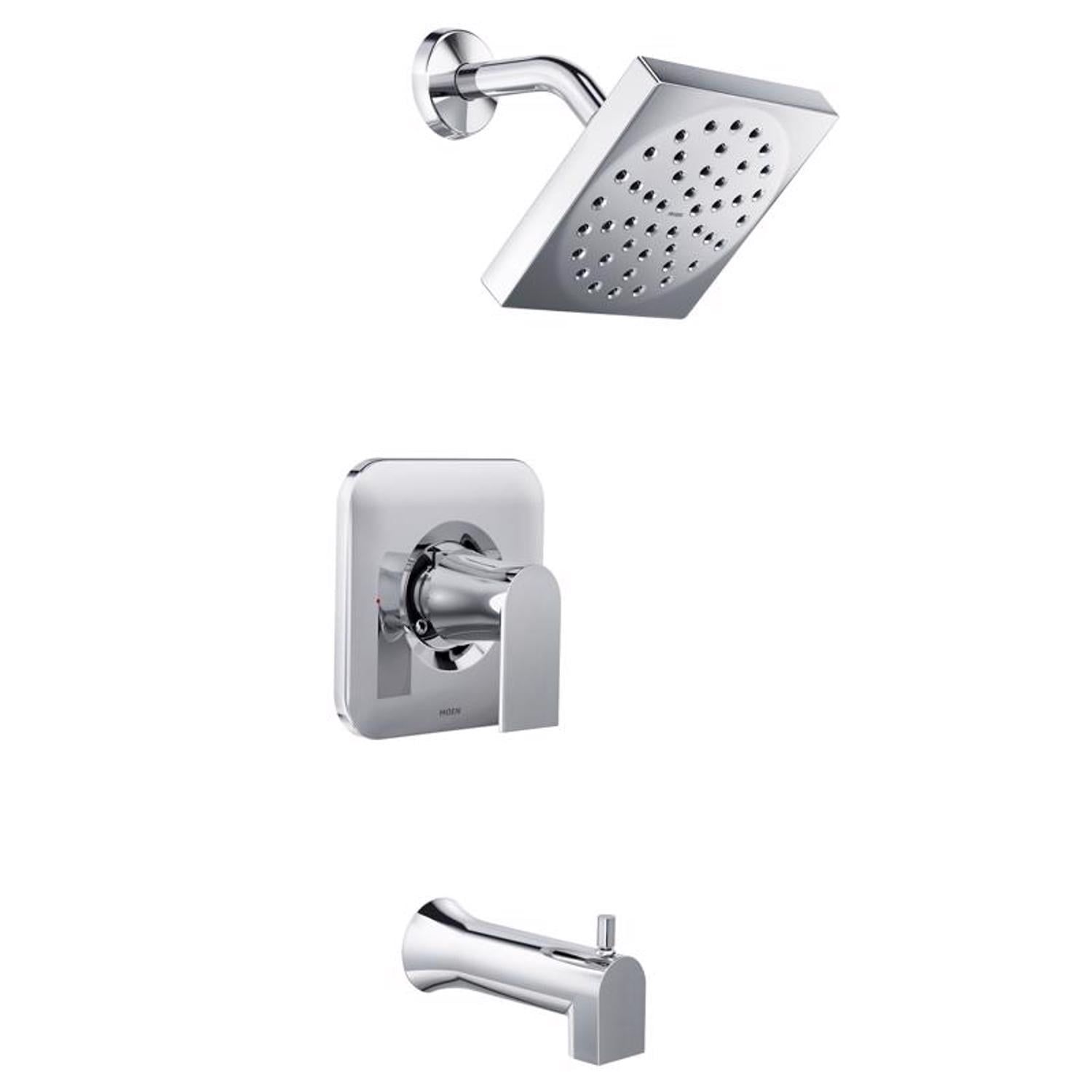 Moen Genta Chrome Square Wall Mounted Tub and Shower Faucet