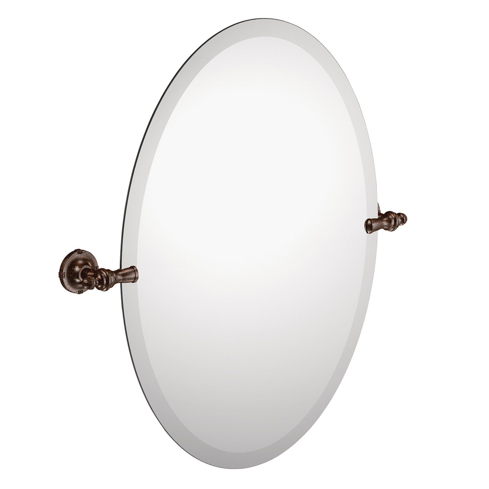 Elegant Oval Frameless 26" Vanity Mirror in Oil Rubbed Bronze