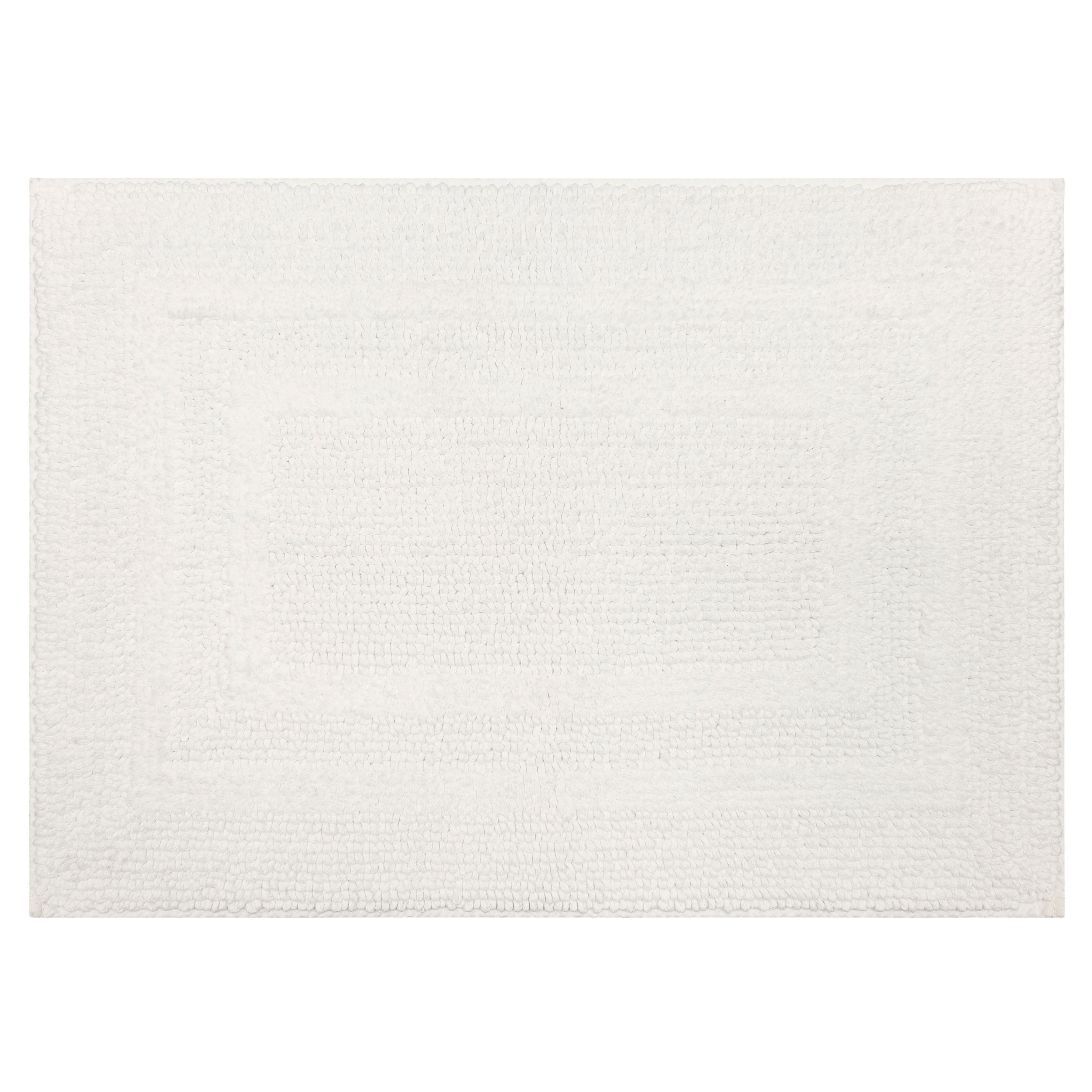 Heavy Weight Cream Cotton Rectangle Bath Rug with Border Embellishment