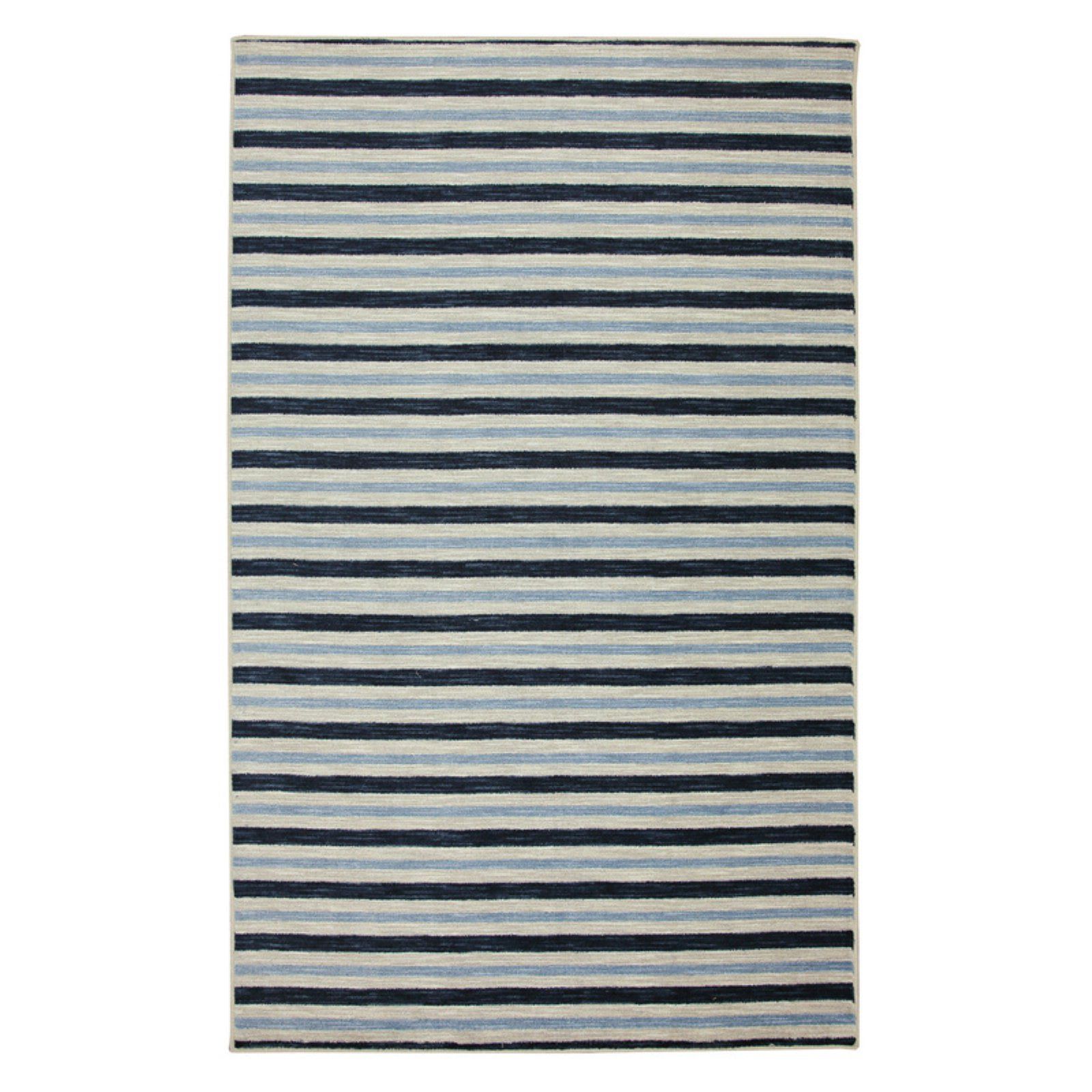 Coastal Breeze Blue Stripe Easy-Care Area Rug, 5'x8'