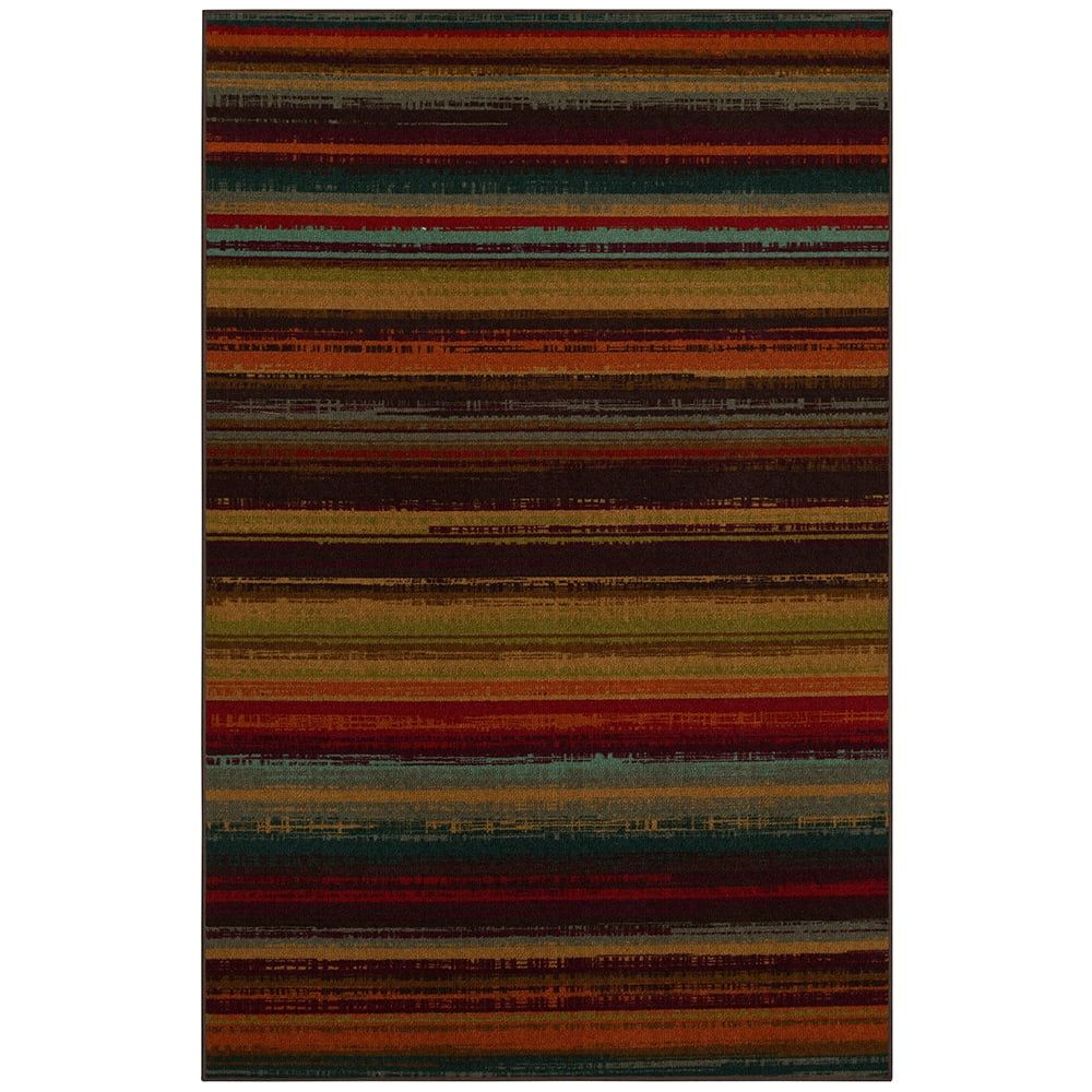 Multi-Color Striped Synthetic 4' x 6' Area Rug