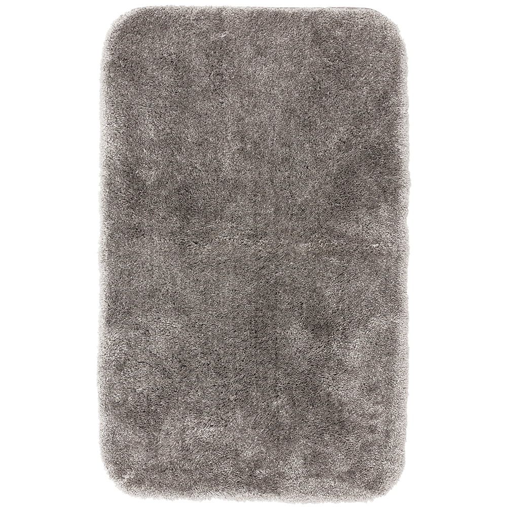 Gray Flannel Plush Polyester Bath Mat, 2'x3'4"