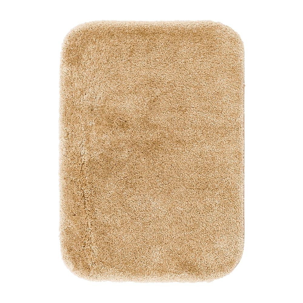 Tan Polyester Flat Pile Machine-Made Bath Rug