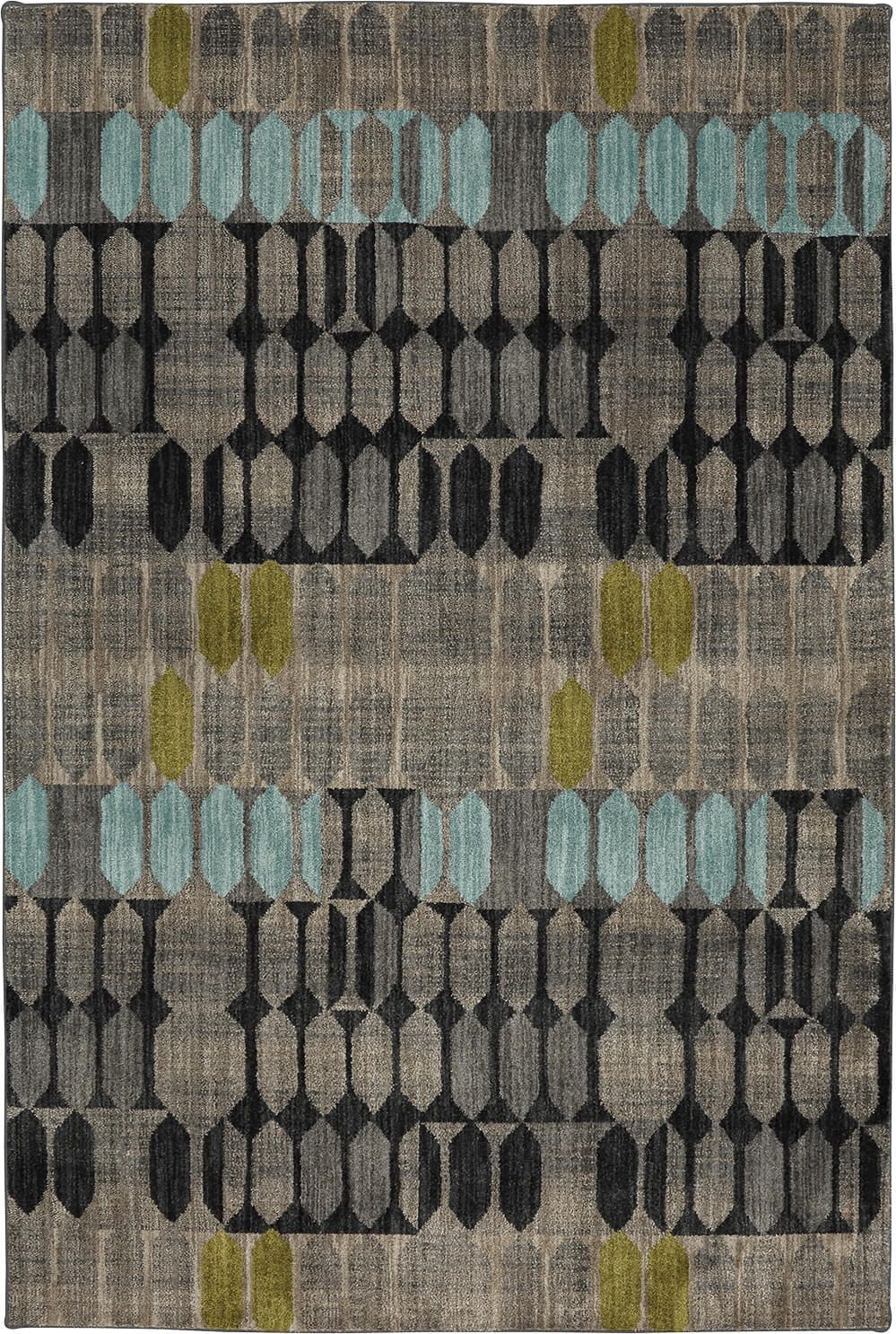 Gray Geometric Polyester Indoor Area Rug, 5'3" x 7'10"