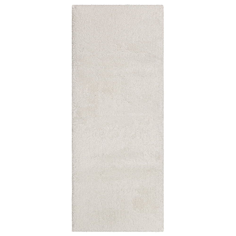 Classic White Cotton Runner Bath Mat with Non-Slip Backing