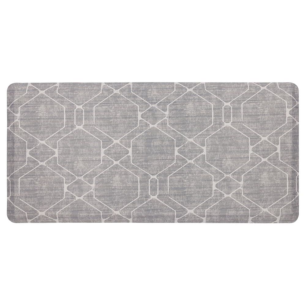 Gray Diamond Fret Anti-Fatigue Kitchen Mat, 30" x 18"