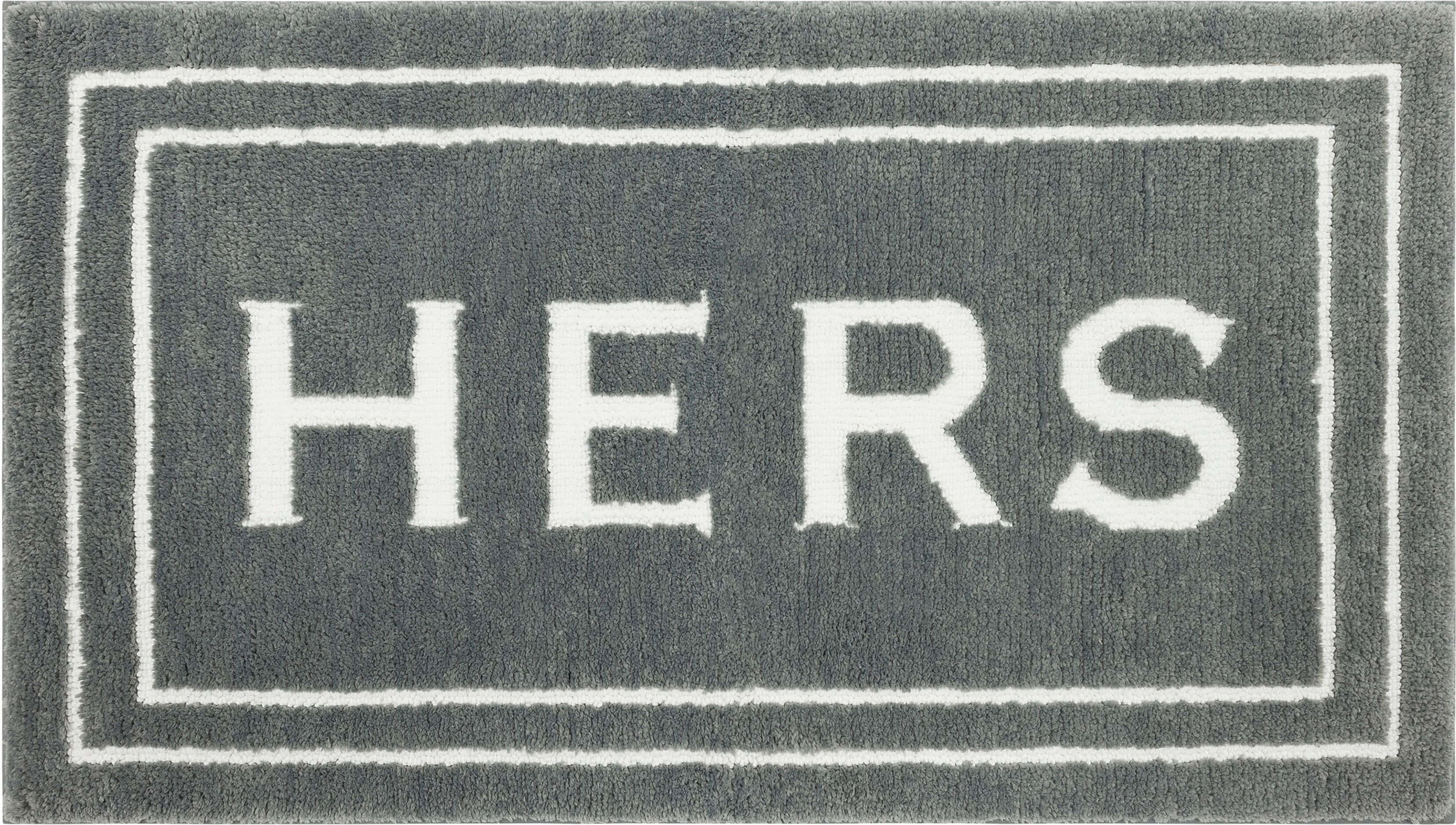Pewter Gray Polyester Non-Slip Bath Mat with White Border