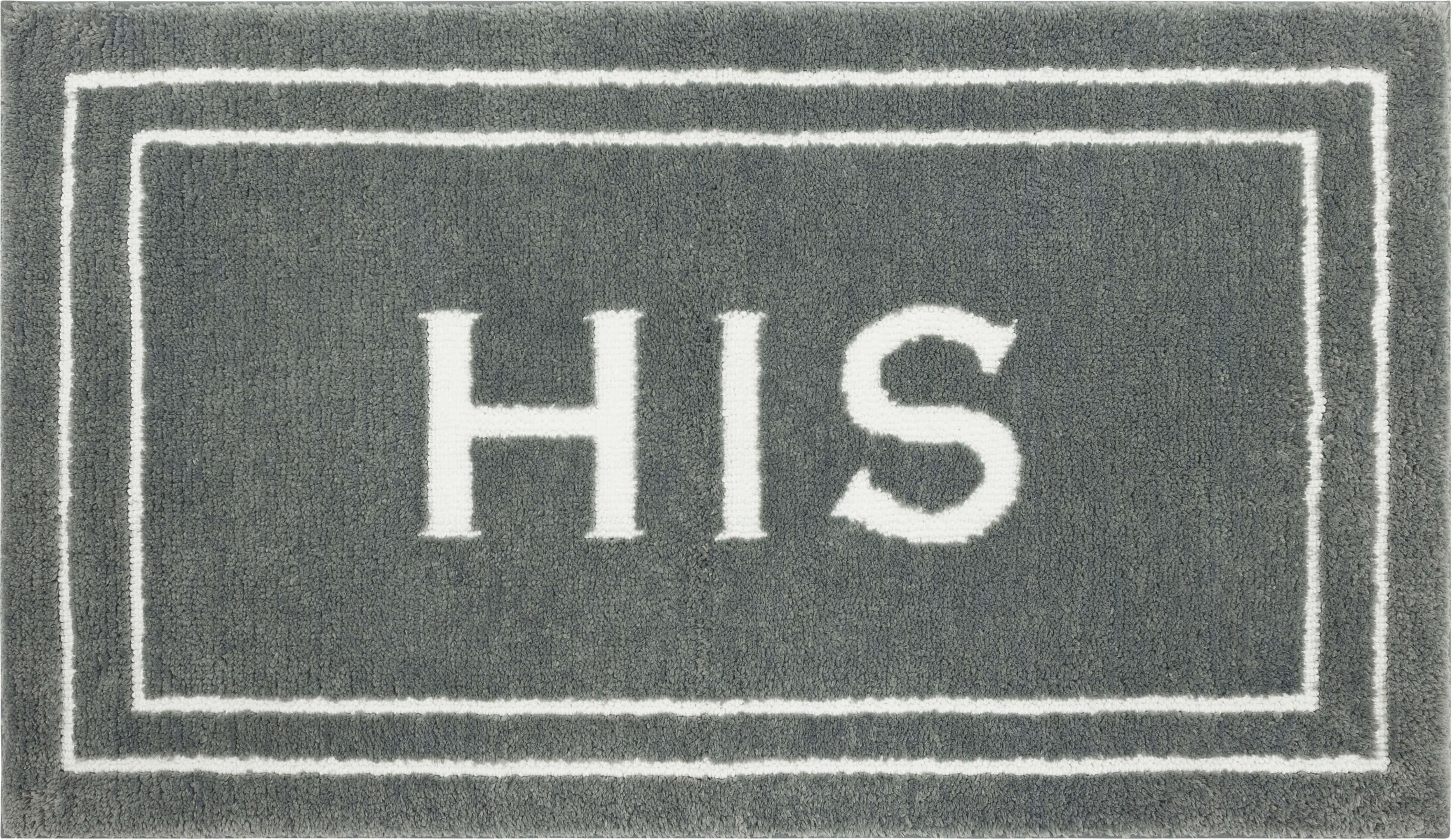 Pewter Polyester Non-Slip Bath Mat with HIS Design