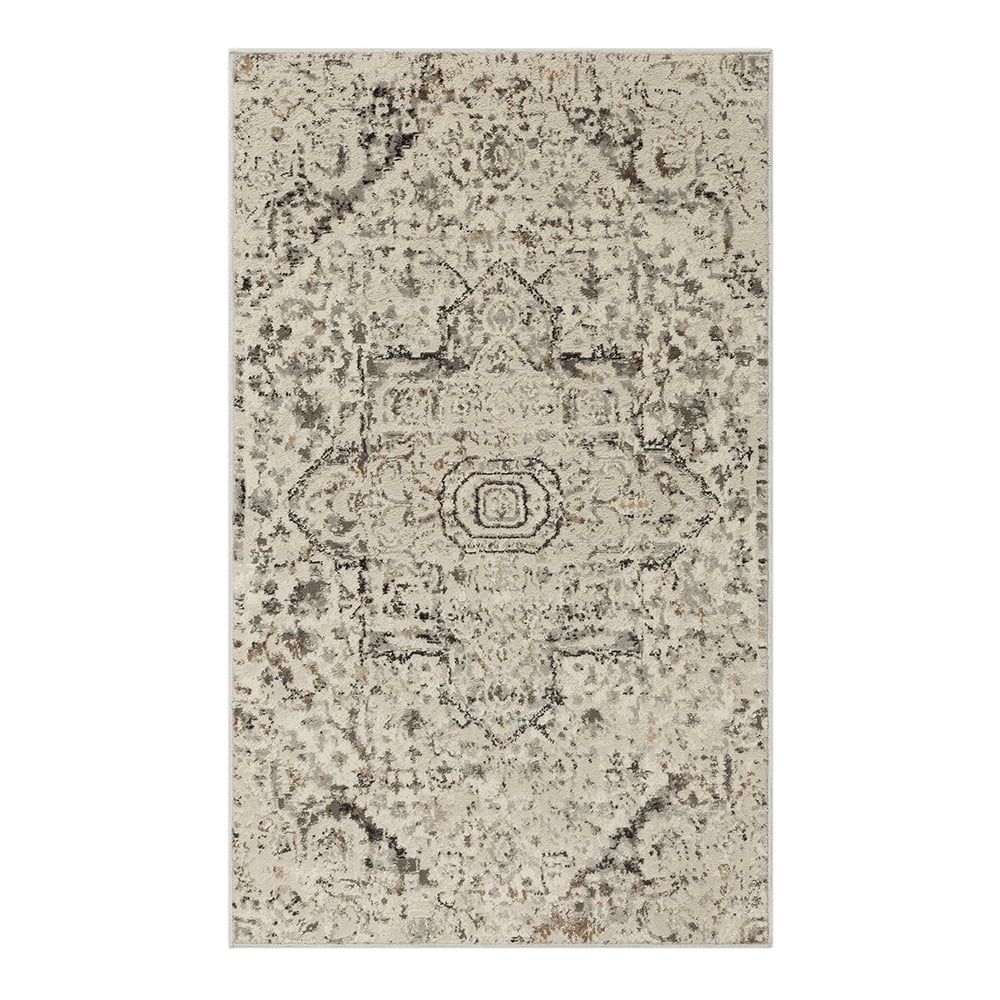 Cream Medallion Synthetic Rectangular 6' x 9' Area Rug