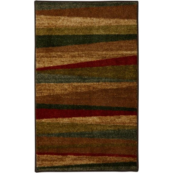 Mayan Sunset Red and Brown Striped Rectangular Rug