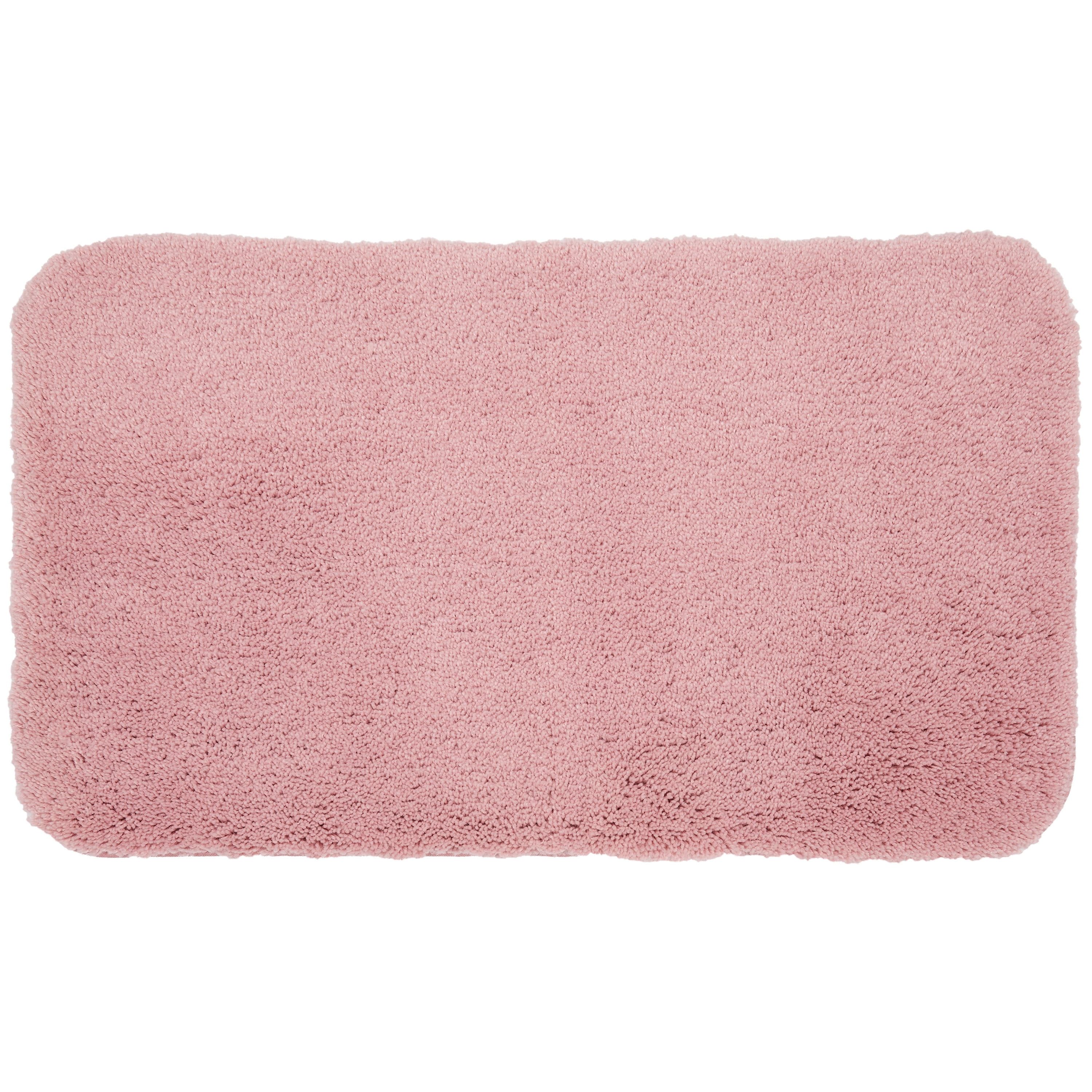 Dusty Pink Soft Plush Rectangle Bath Mat for Powder Room
