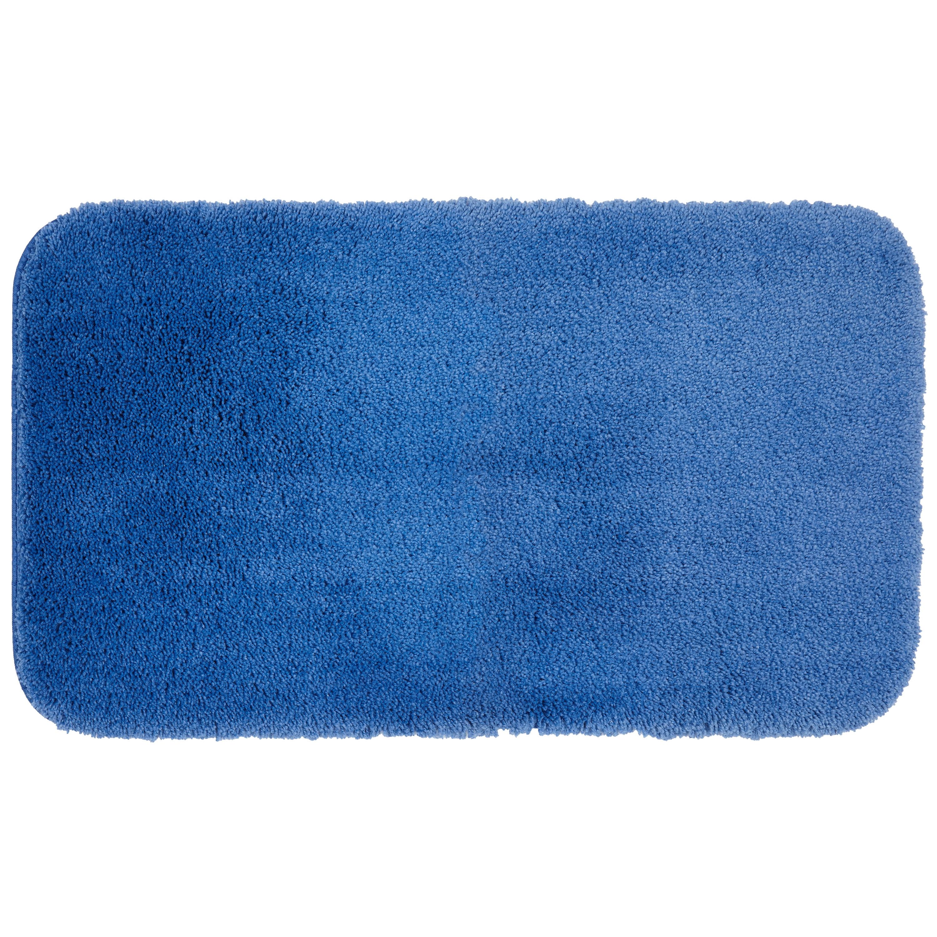 Soft Plush Blue Nylon Bath Rug, 2'x3'4"