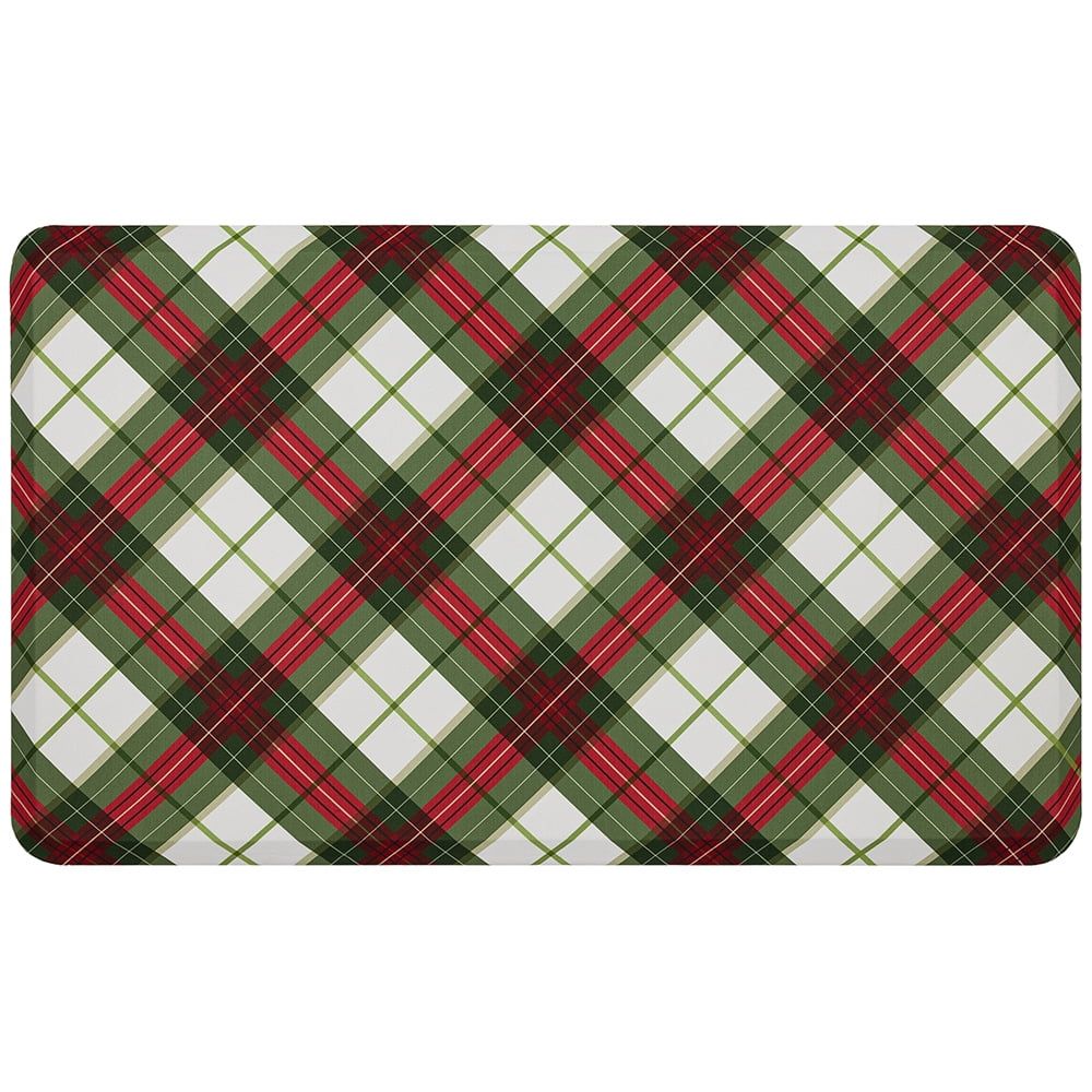 Holiday Plaid Anti-Fatigue Shower Mat with Cushion Core