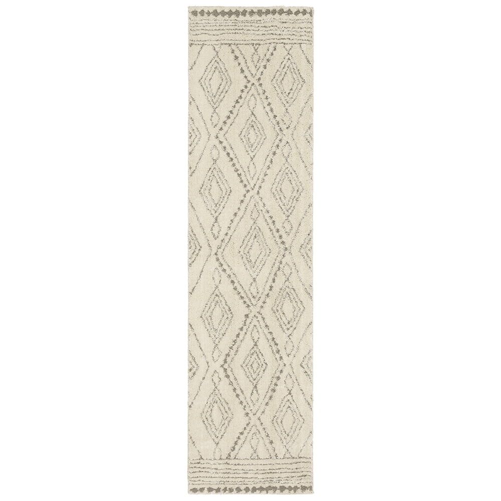 Vado Shag Reversible Gray and Cream Synthetic Runner Rug, 2' x 5'