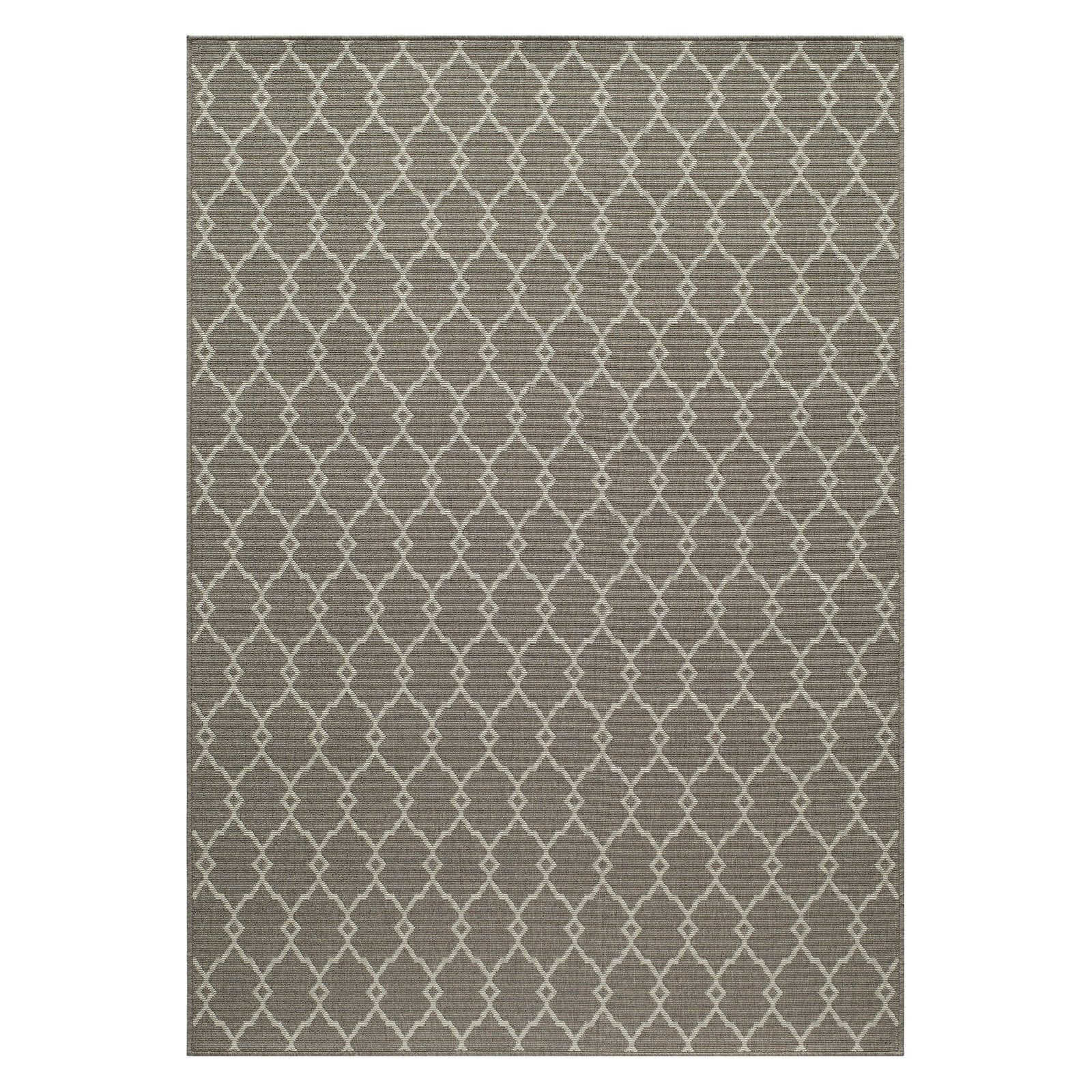 Taupe Trellis Rectangular Washable Synthetic Rug 2 ft 3 in x 4 ft 6 in