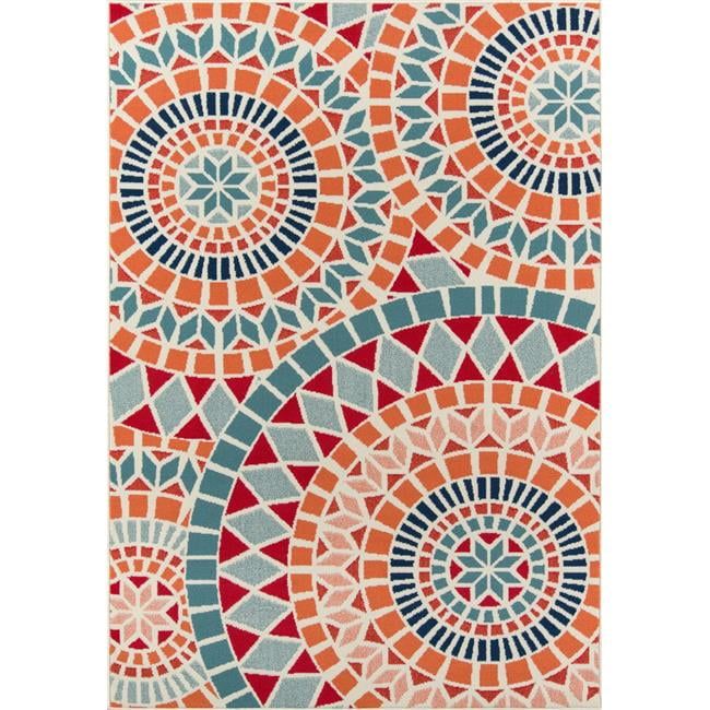 Multicolor Geometric Polypropylene Indoor Outdoor Rug