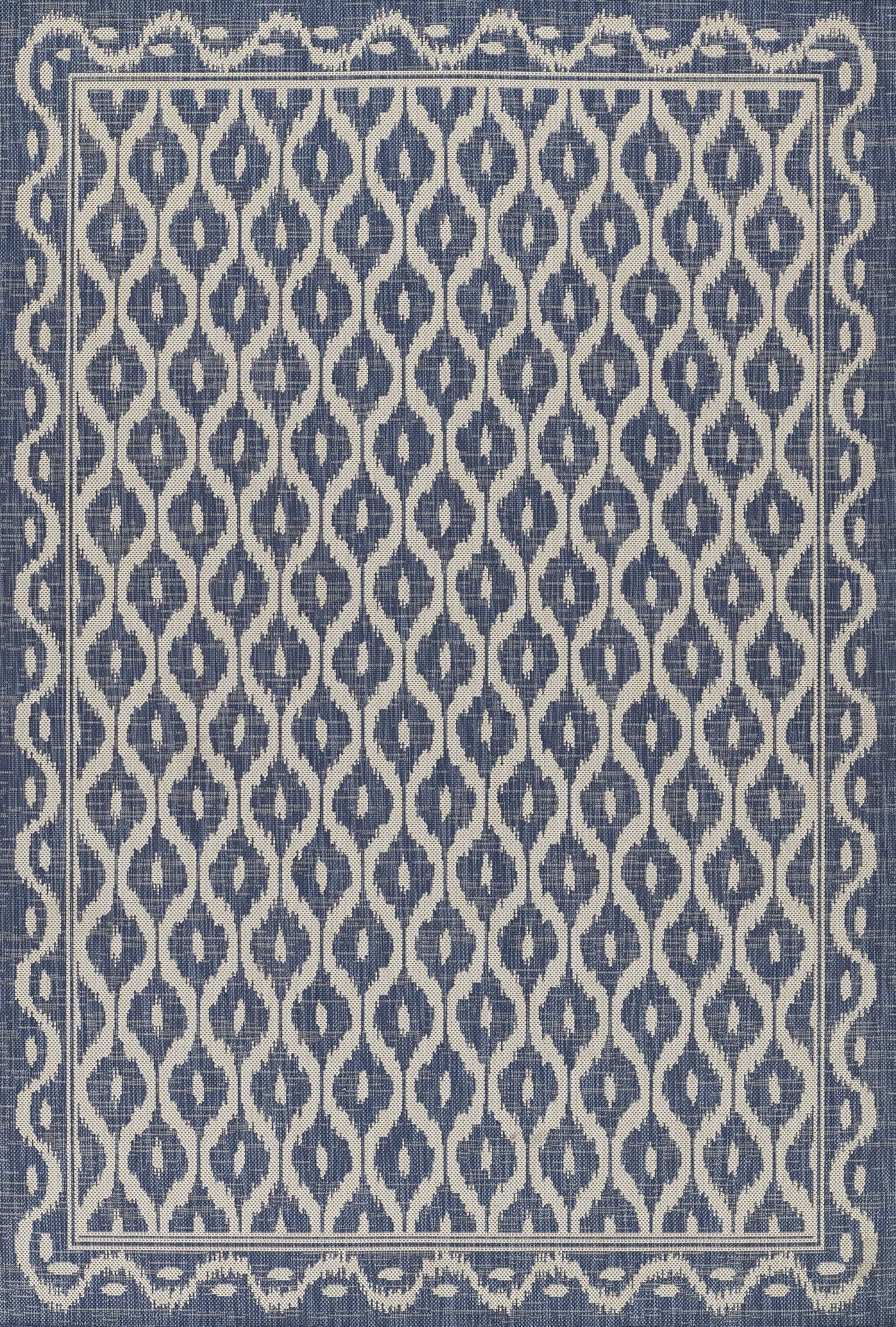 Riviera Breeze Blue Geometric Flatweave 8' x 10' Rug