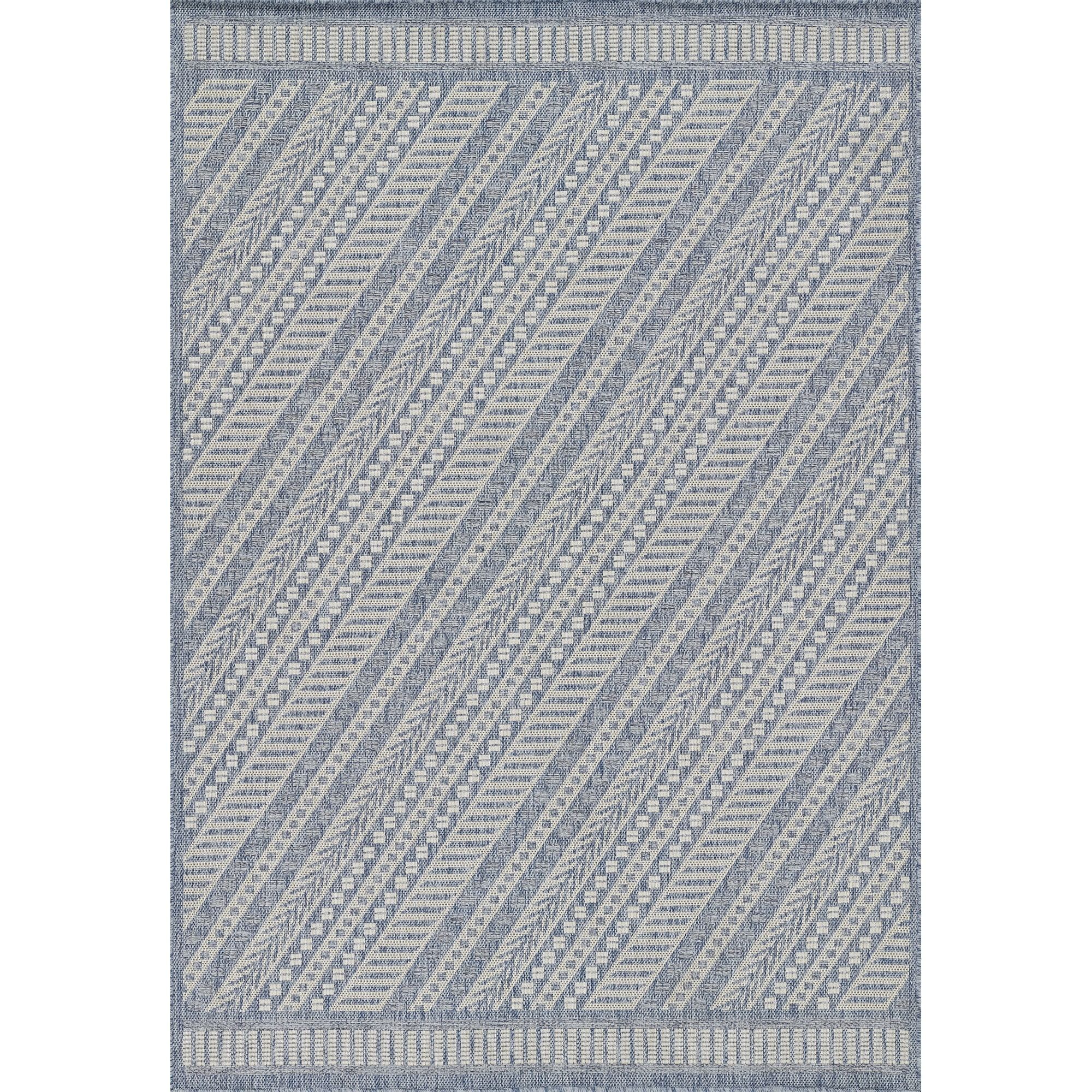 8' x 10' Blue Synthetic Stain-Resistant Rectangular Rug