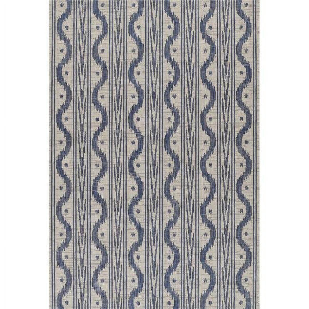 Blue Geometric Flat Woven 9' x 12' Outdoor Rug