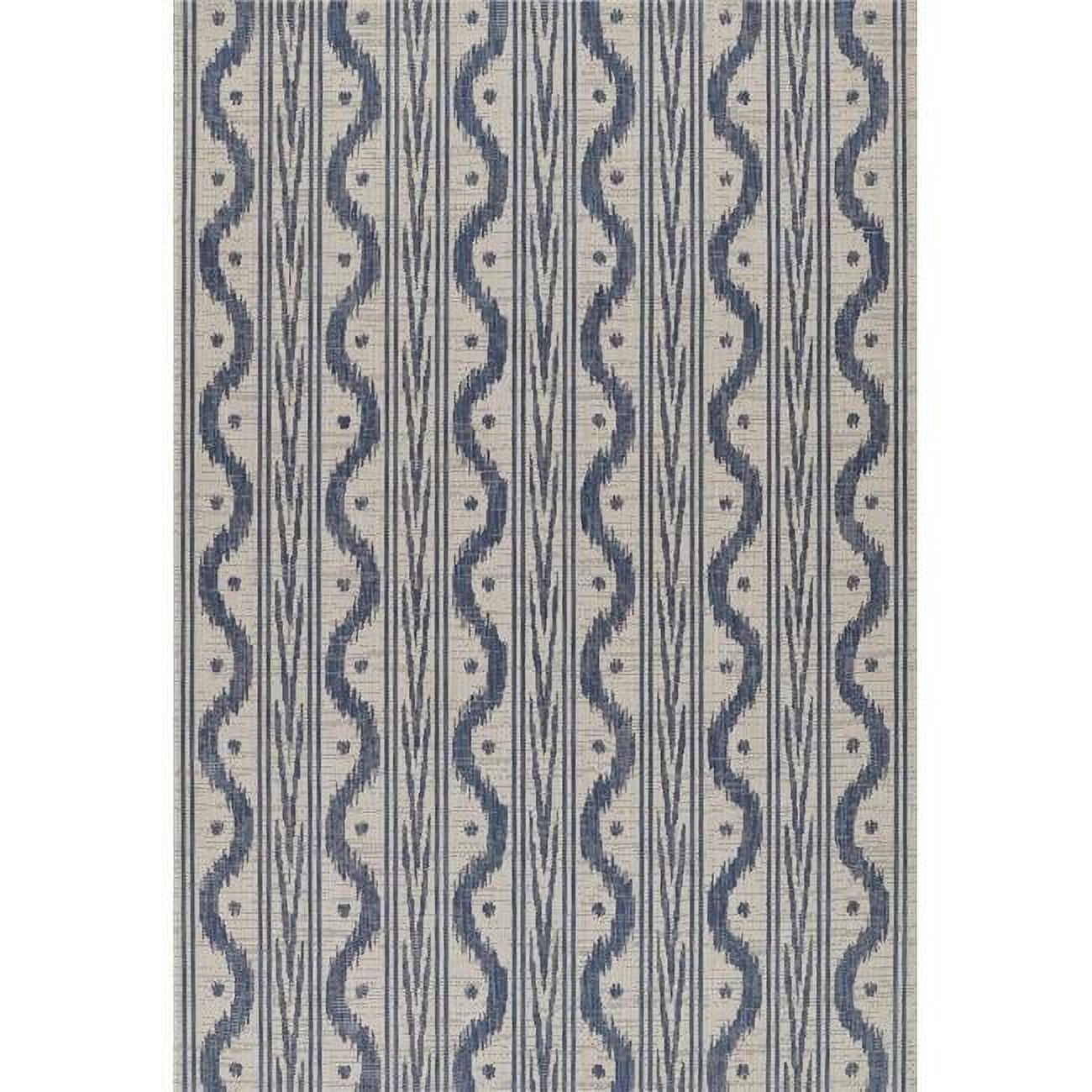 Blue Geometric Flat Woven 9' x 12' Outdoor Rug