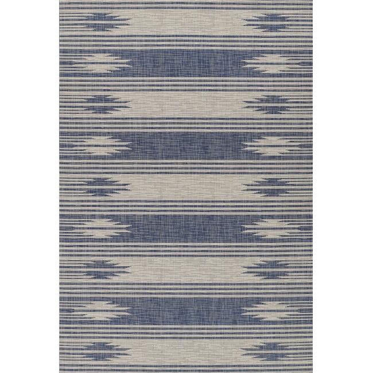 Breezy Blue Geometric 9' x 12' Washable Synthetic Rug