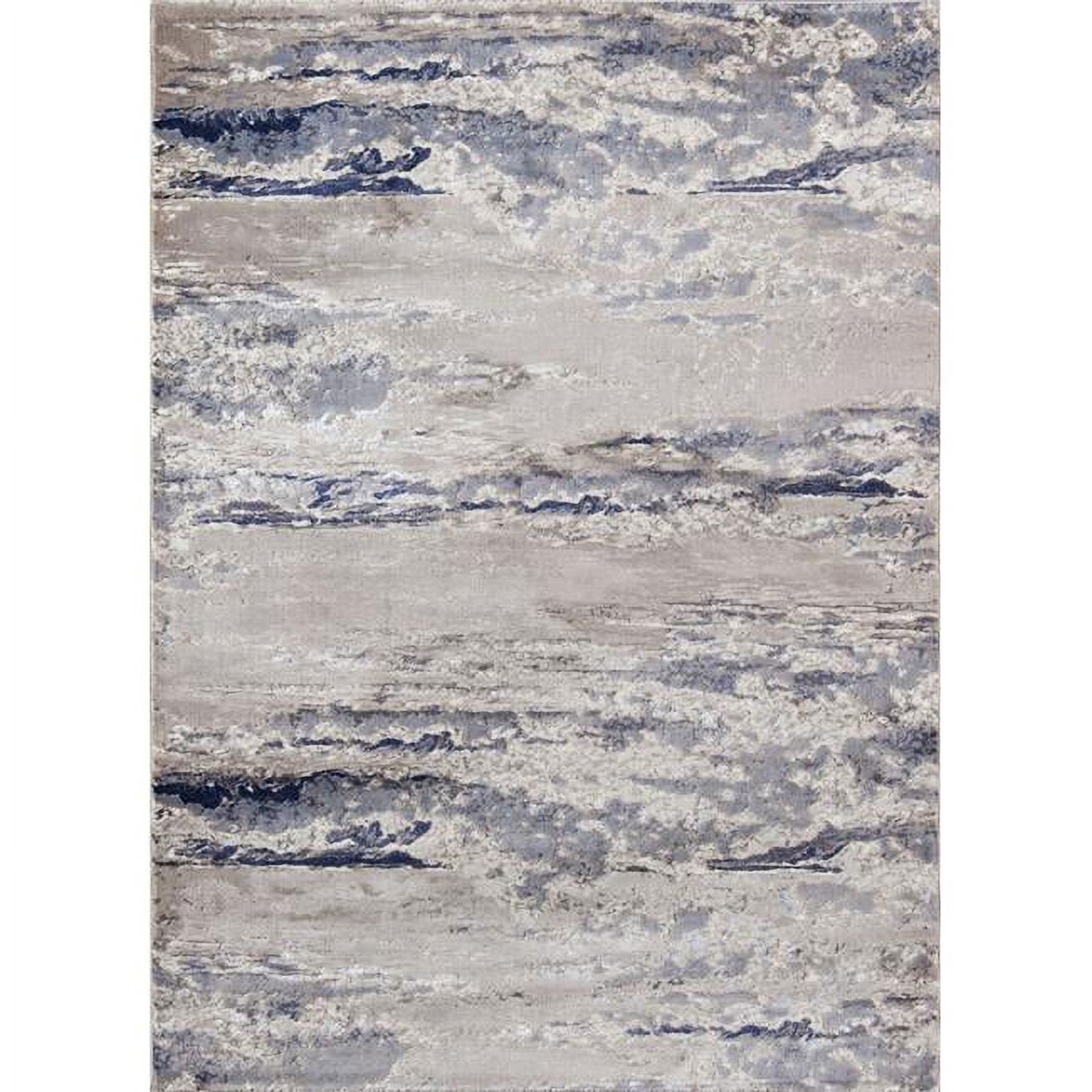 Blue Abstract Synthetic 5' x 7' Non-slip Area Rug