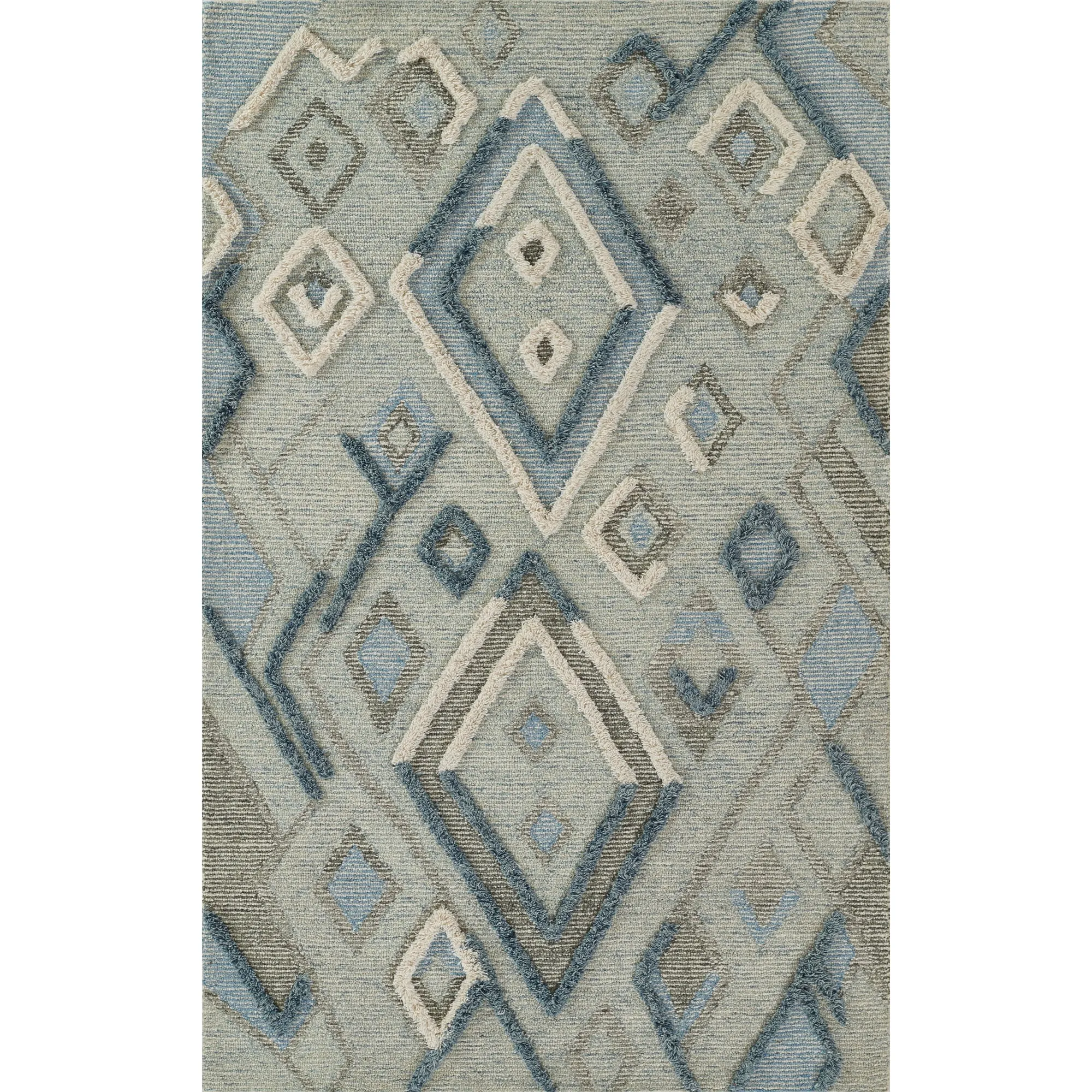 Handmade Moroccan Berber Inspired Blue Wool 5' x 8' Area Rug