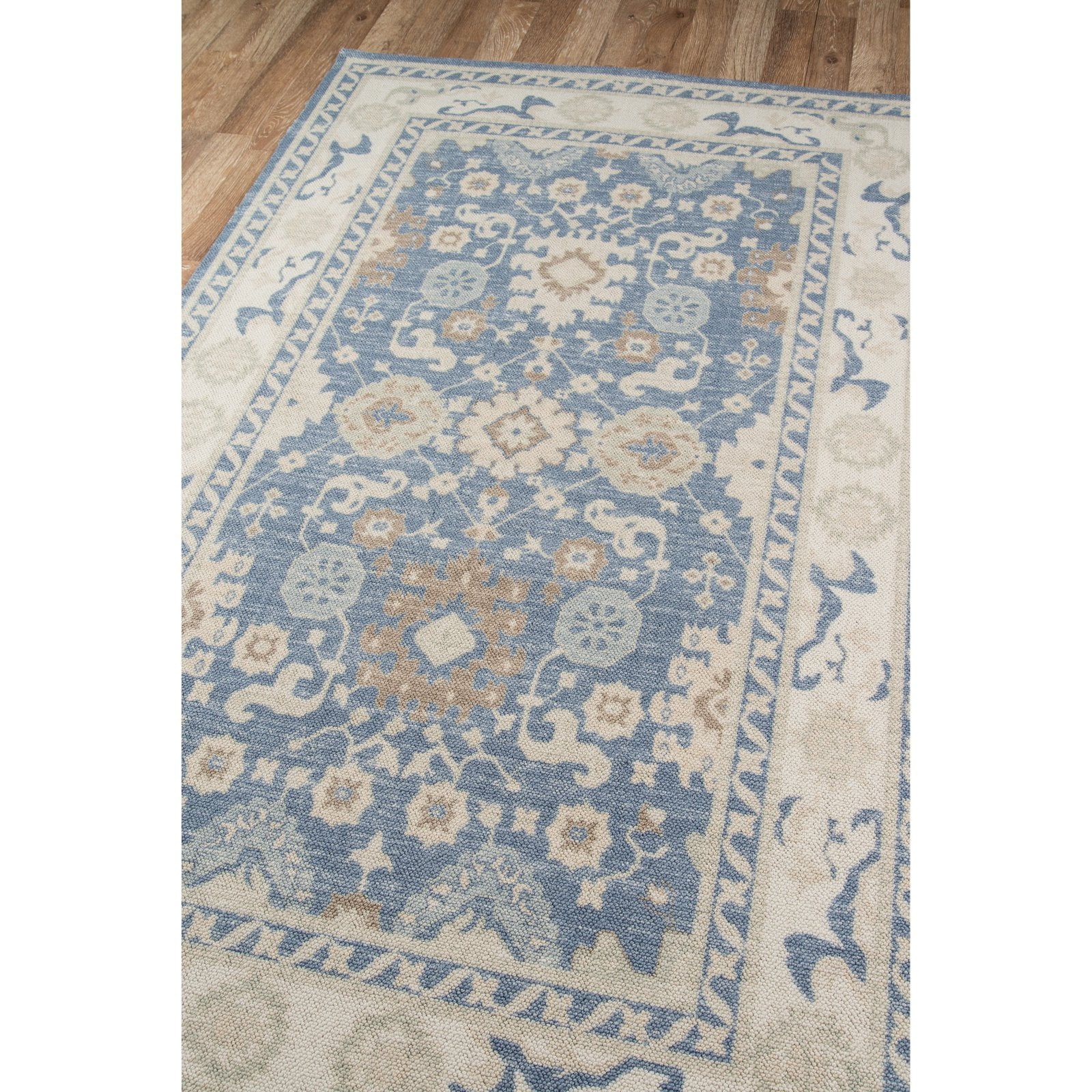 Anatolia Light Blue Wool Blend Rectangular Area Rug 5'3" x 7'6"