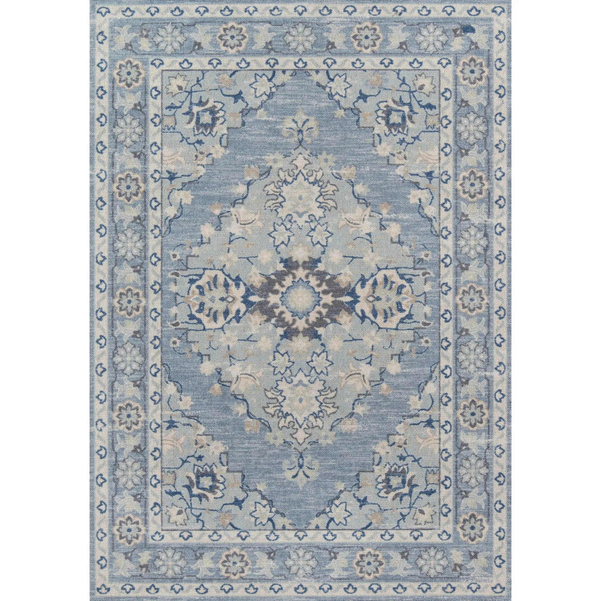 Anatolia Blue Medallion Wool and Nylon Area Rug 3'3" x 5'