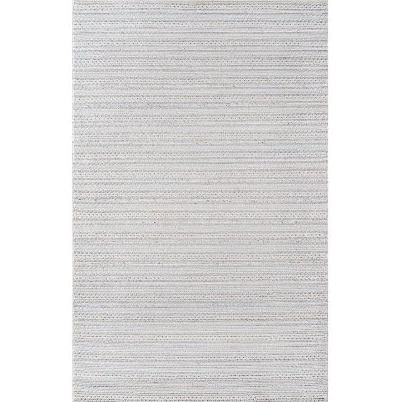 Light Gray Tufted Wool and Viscose Stripe Runner Rug