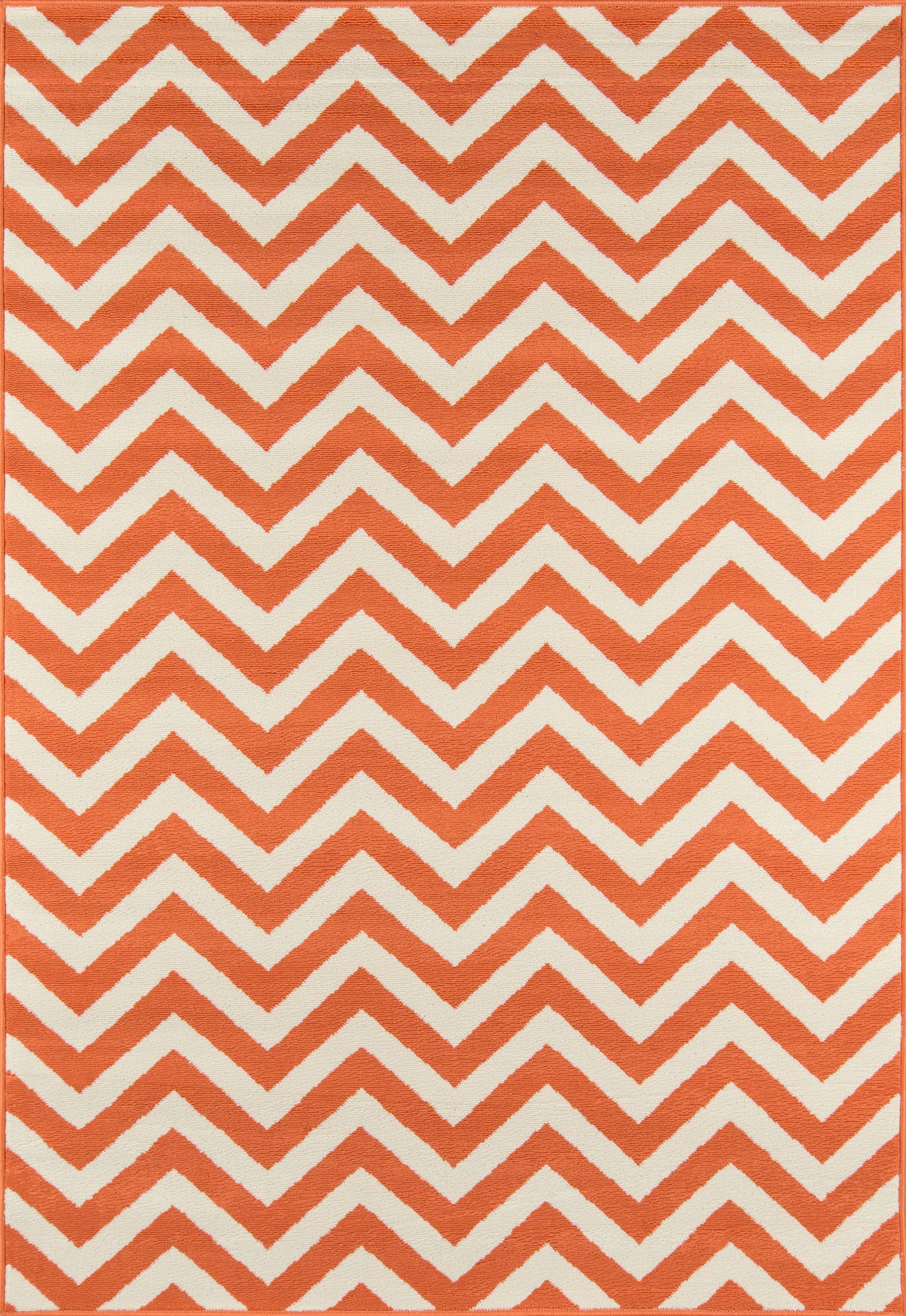 Orange Chevron Flat Woven Synthetic Indoor/Outdoor Rug