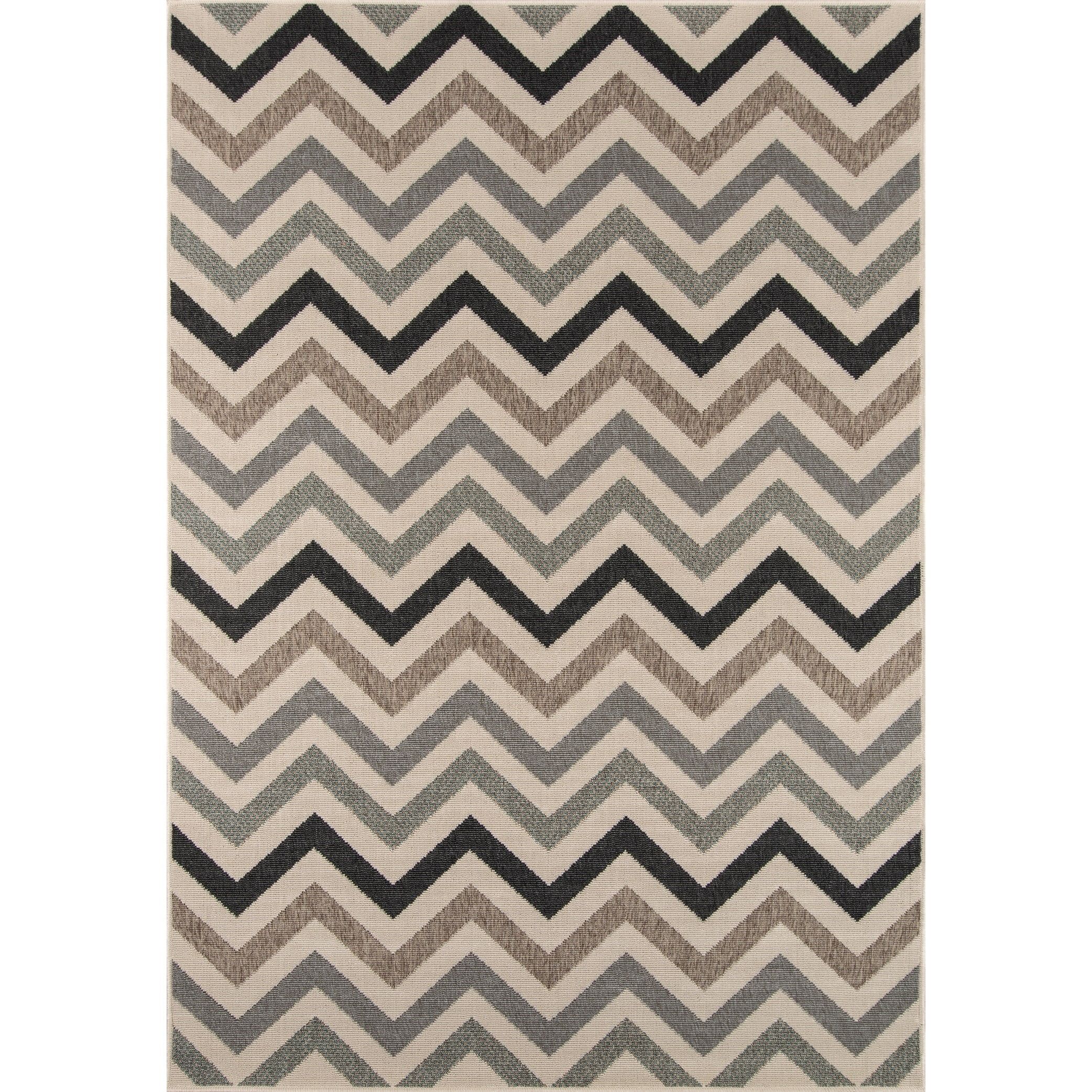 Sage Chevron Flat Woven Indoor/Outdoor Rug 5'3" x 7'6"