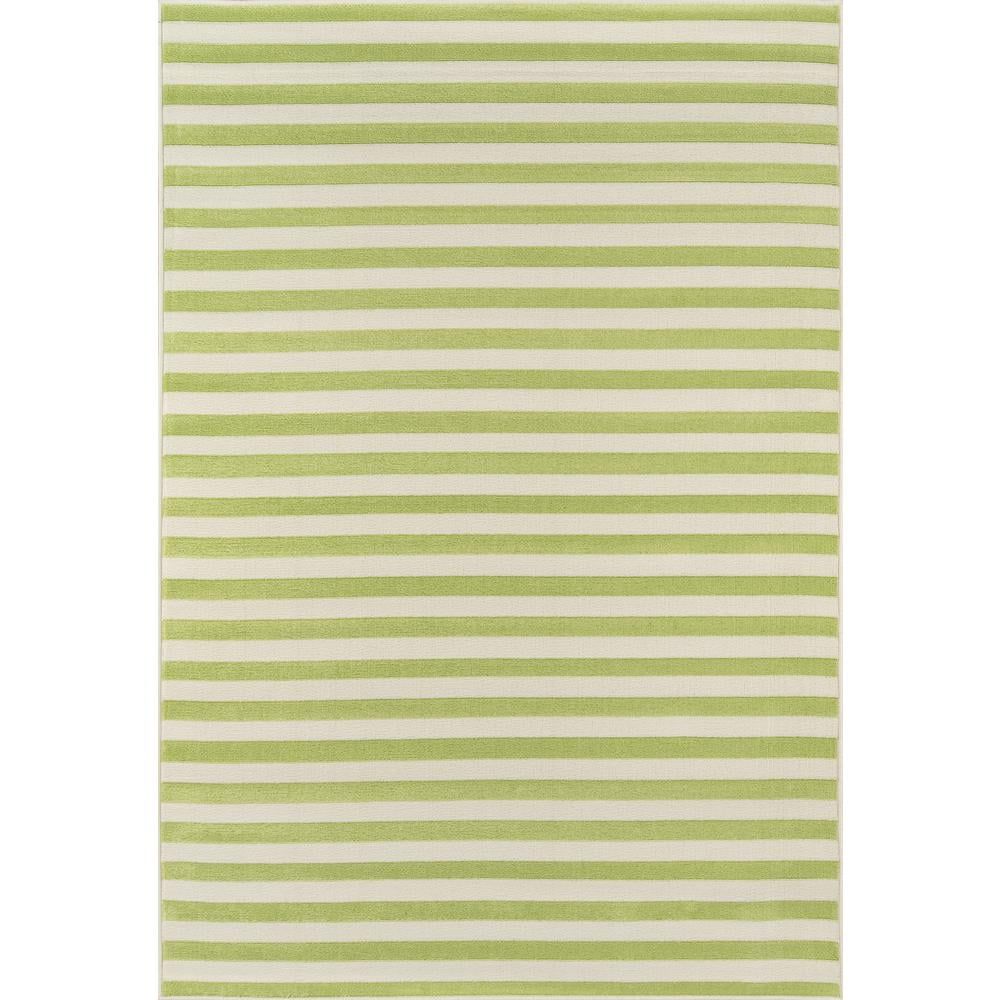 Siesta Striped Green Synthetic 6'7" x 9'6" Easy-Care Outdoor Rug