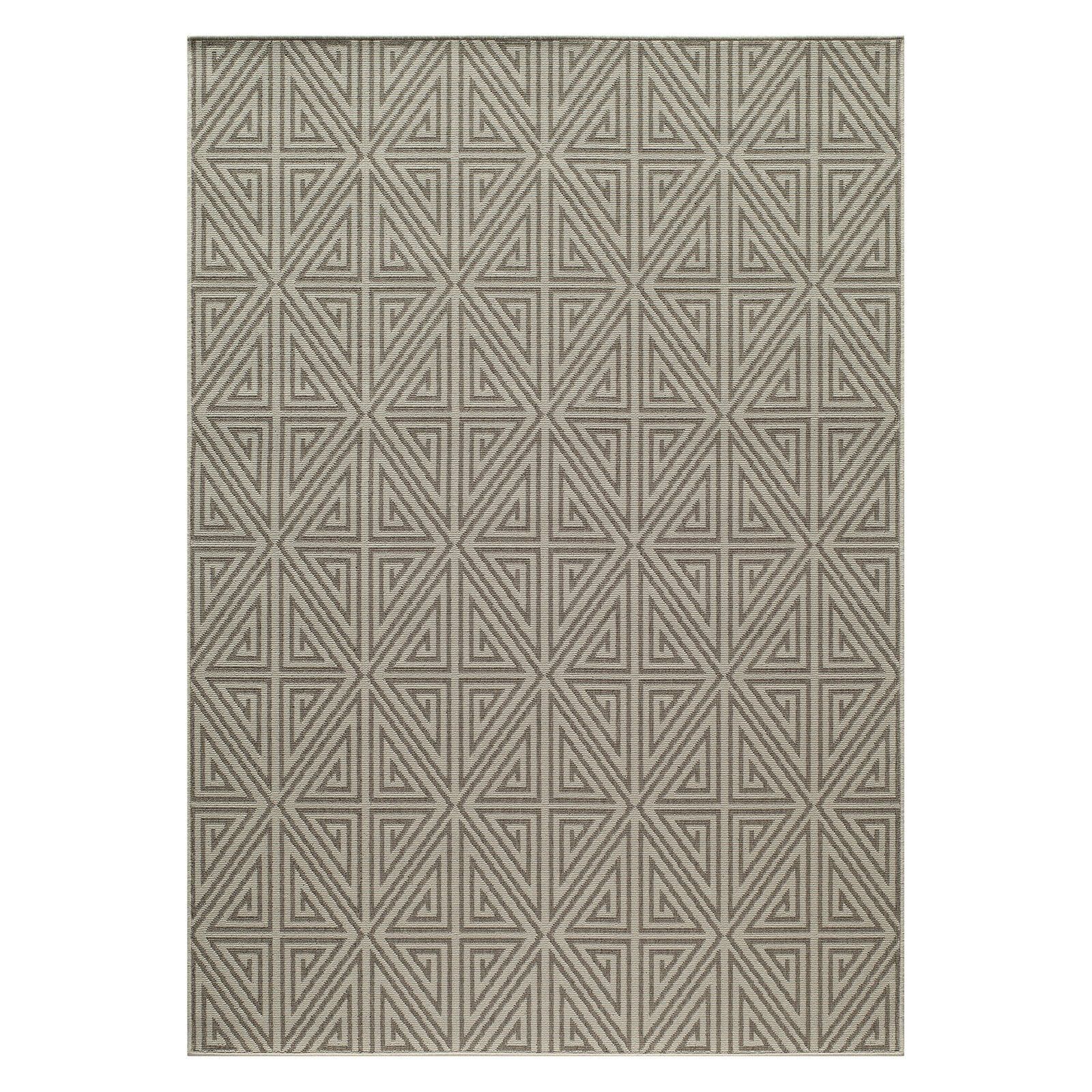 Taupe Diamond Pattern Reversible Outdoor Area Rug