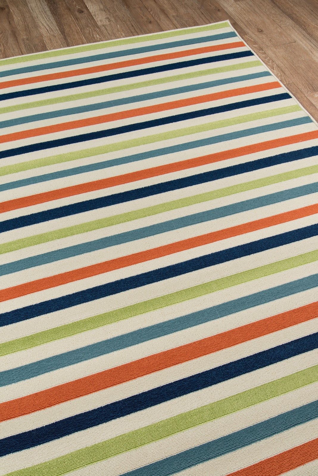 Multicolor Striped Synthetic Indoor Outdoor Rug 7'10" x 10'10"