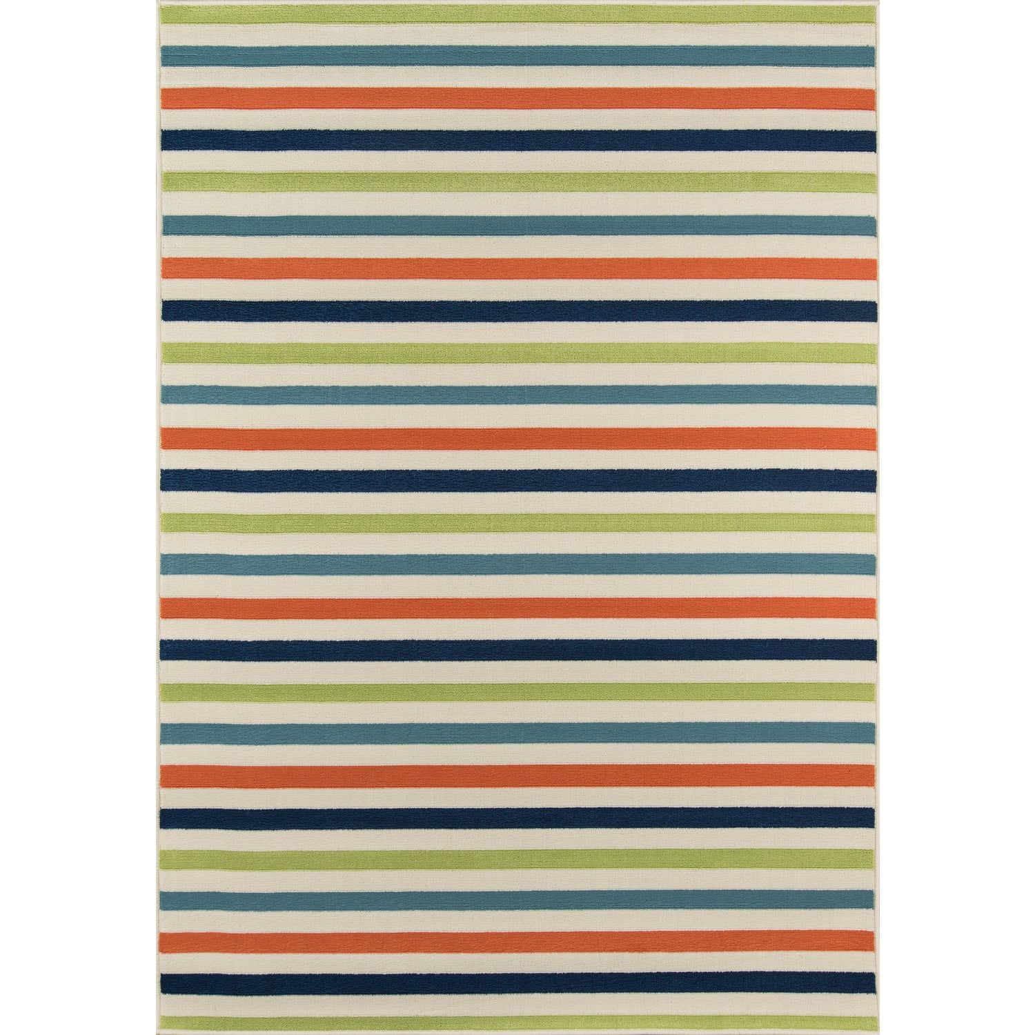 Multicolor Striped Synthetic Indoor Outdoor Rug 7'10" x 10'10"