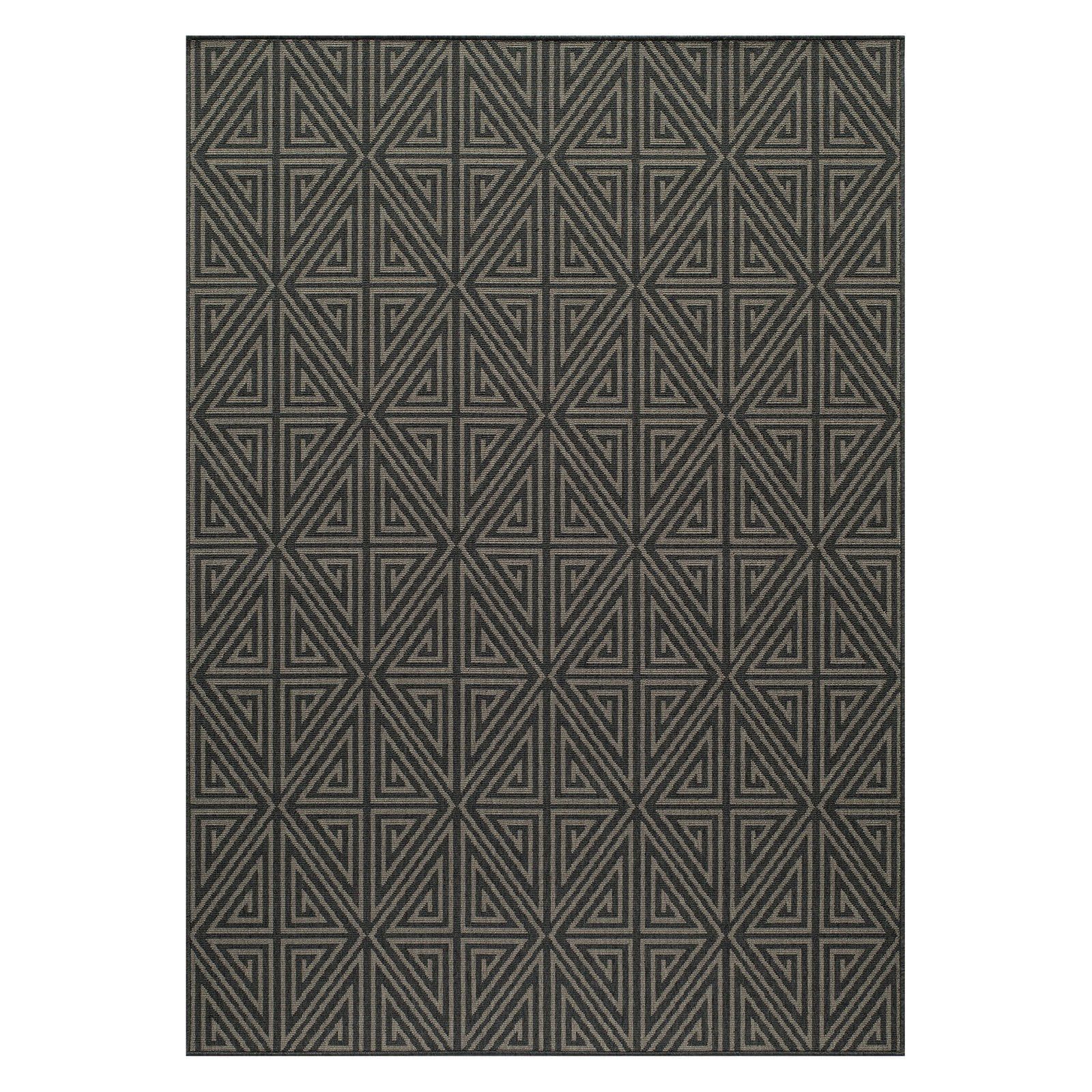 Charcoal Geometric Flat Woven Outdoor Rug 5'3" x 7'6"