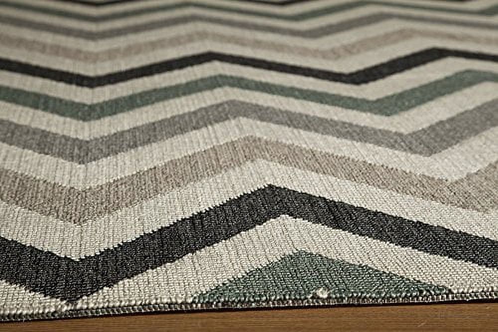 Sage Chevron Easy-Care Synthetic Area Rug 7'10" x 10'10"