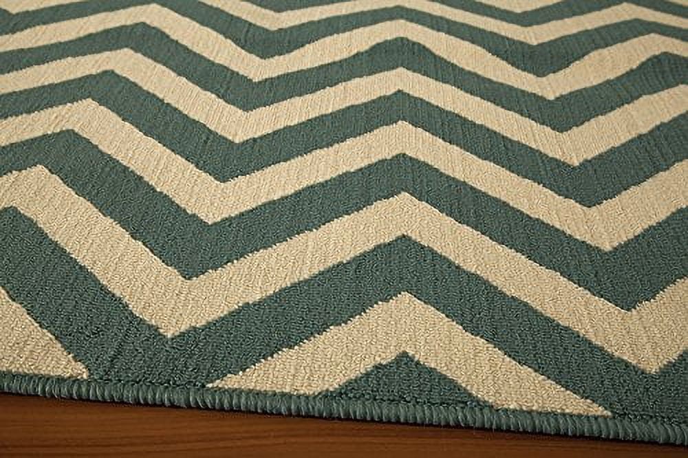 Blue Chevron Synthetic Flat Woven Area Rug 7'10" x 10'10"